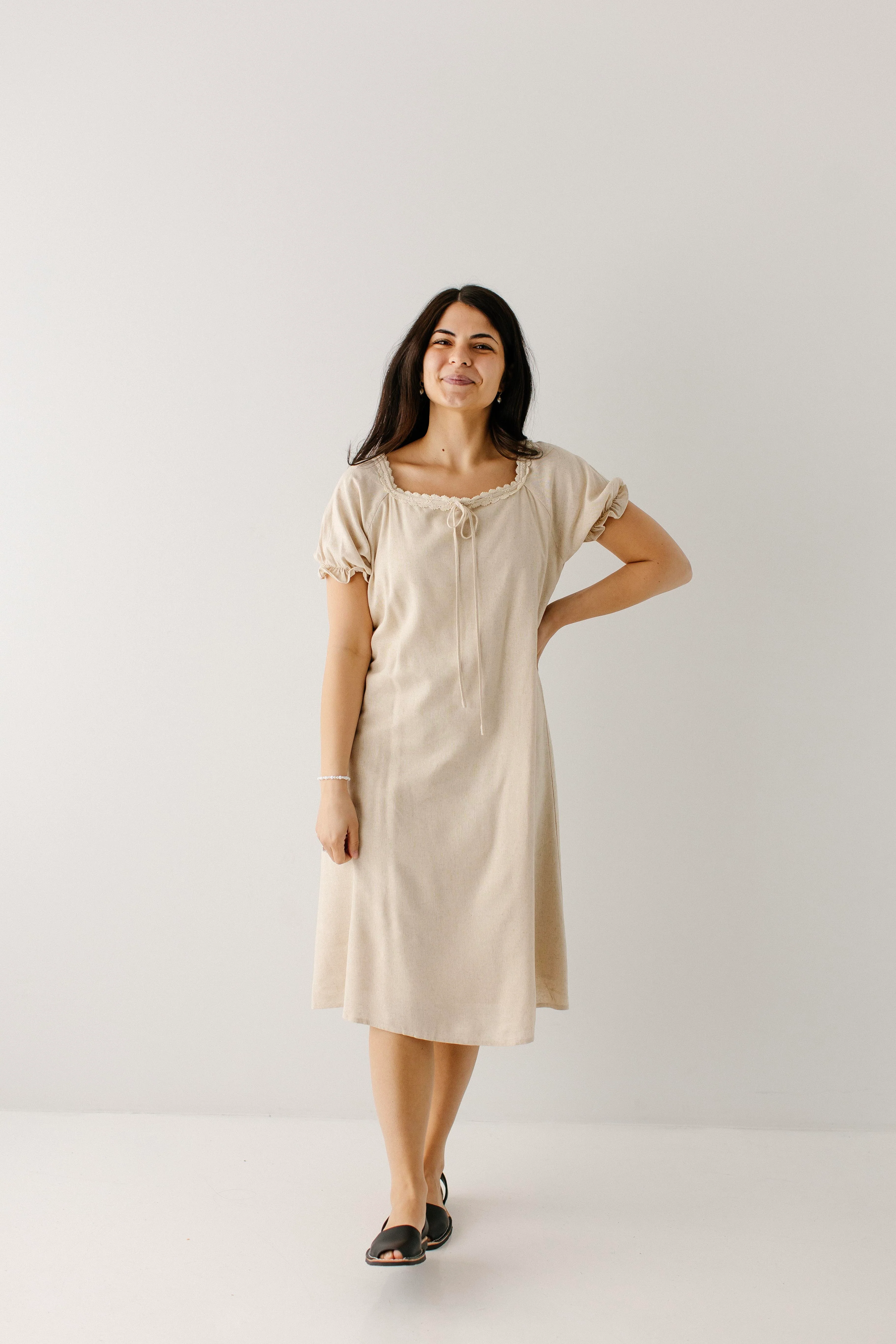 Jenna Lace Trim Peasant Dress - Image 6