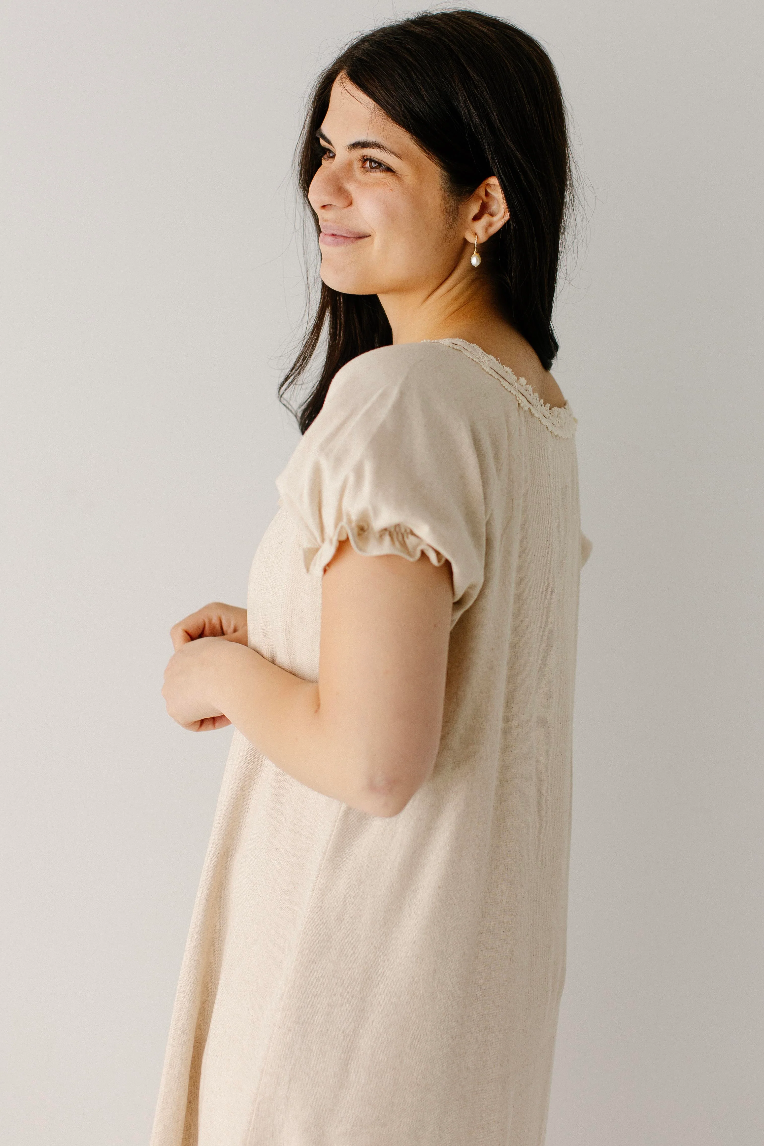Jenna Lace Trim Peasant Dress - Image 7