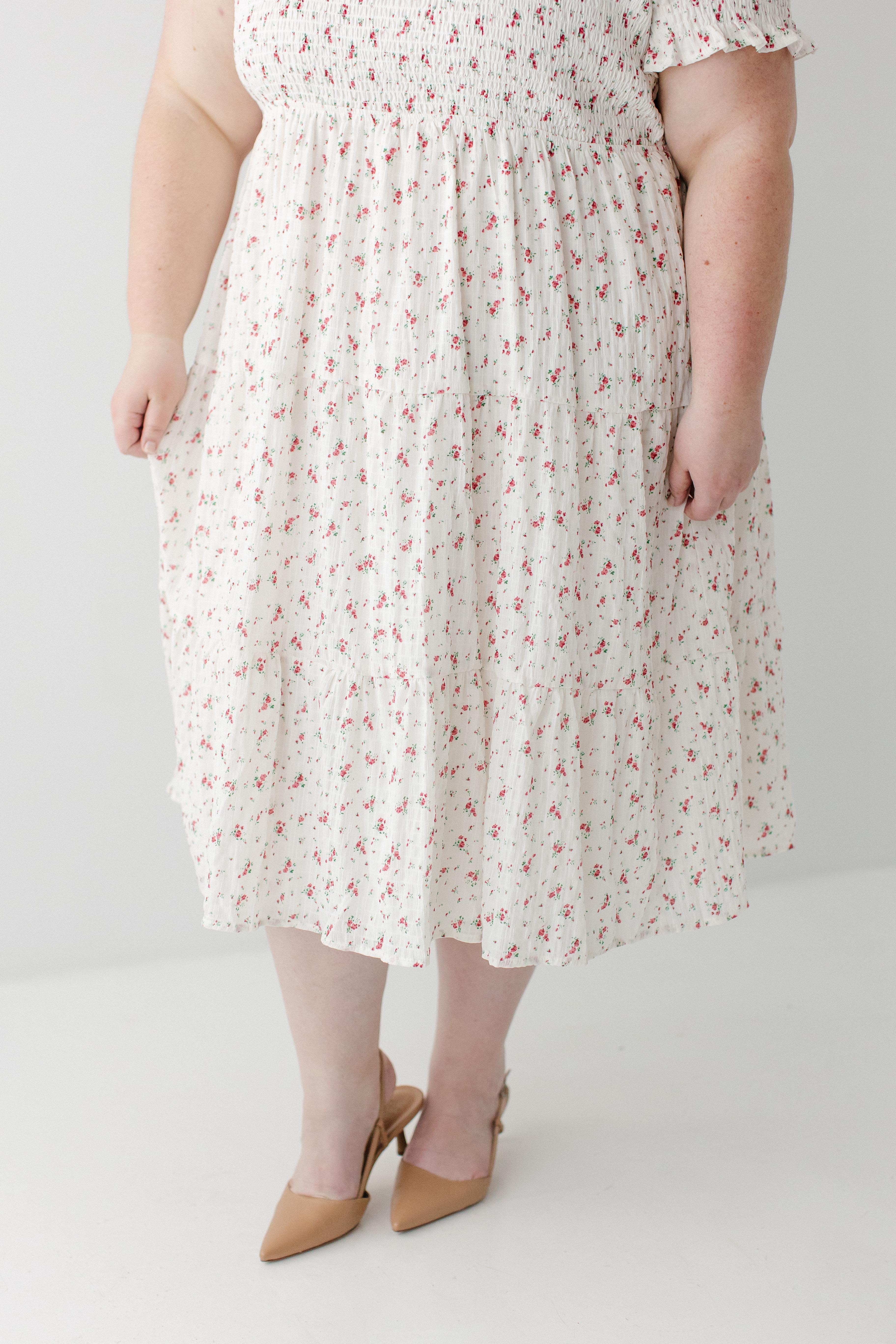 Jinger Smocked Bodice Ditsy Floral Midi Dress - Image 10