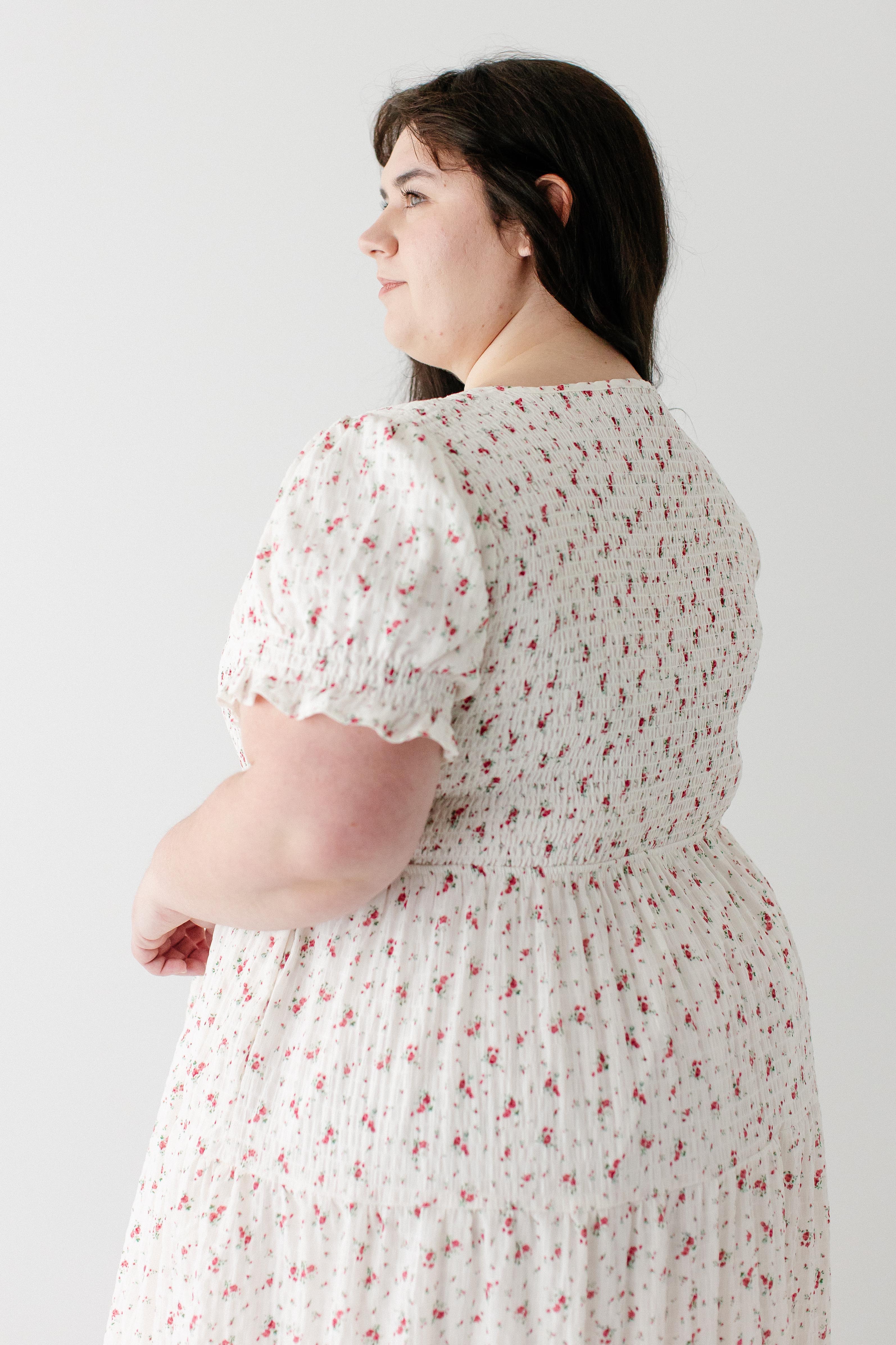 Jinger Smocked Bodice Ditsy Floral Midi Dress - Image 11