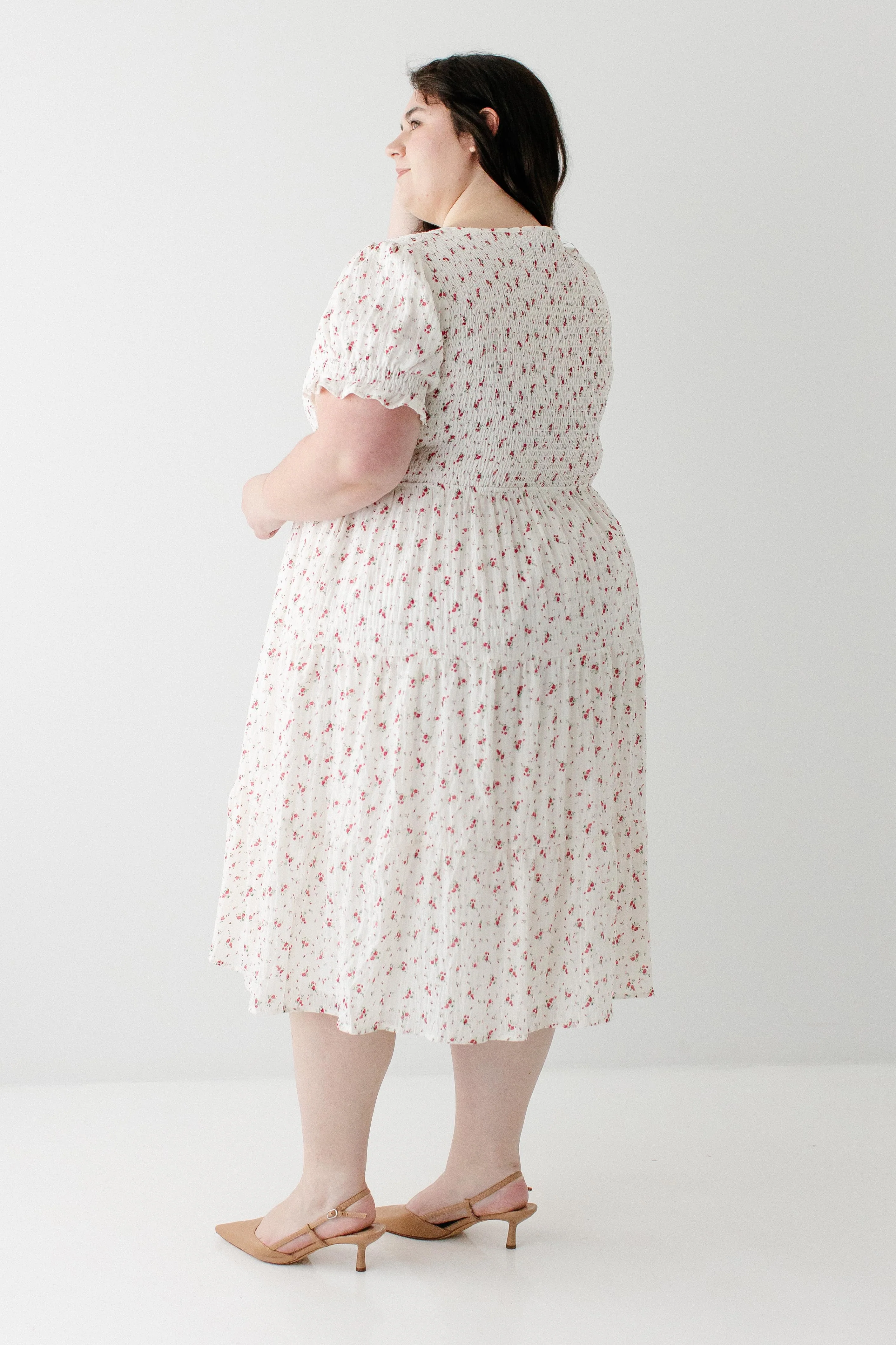 Jinger Smocked Bodice Ditsy Floral Midi Dress - Image 12