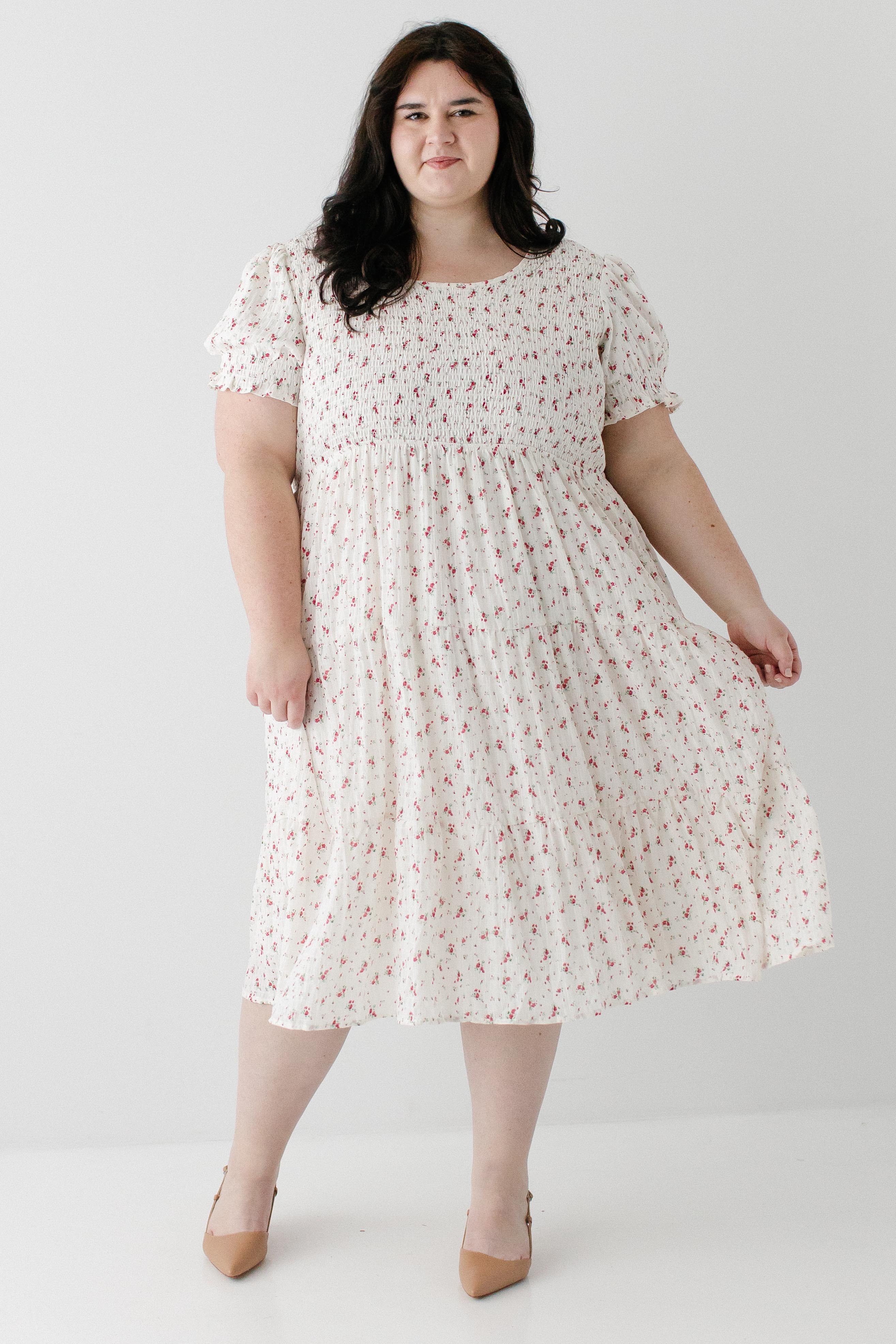 Jinger Smocked Bodice Ditsy Floral Midi Dress - Image 2