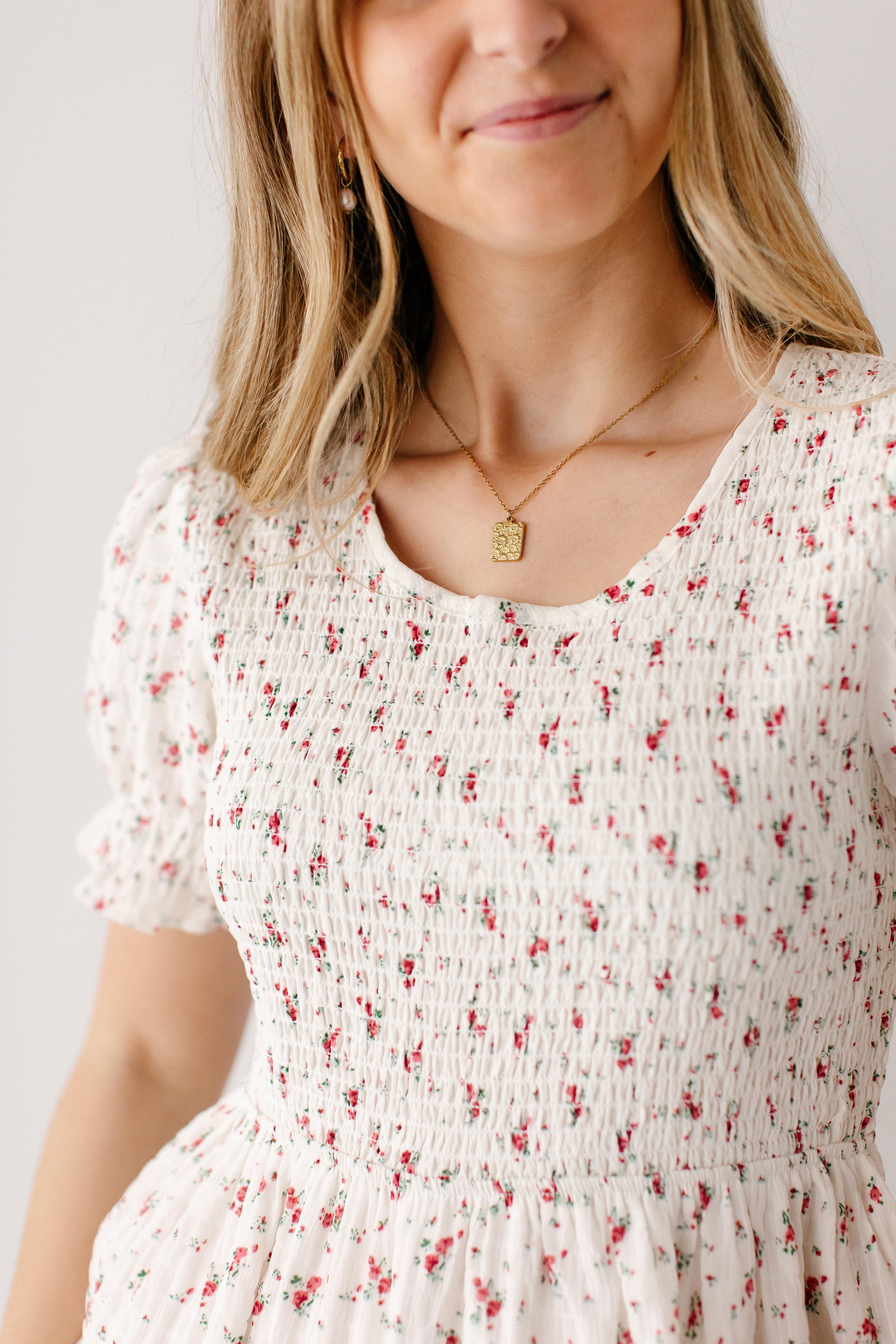 Jinger Smocked Bodice Ditsy Floral Midi Dress - Image 4