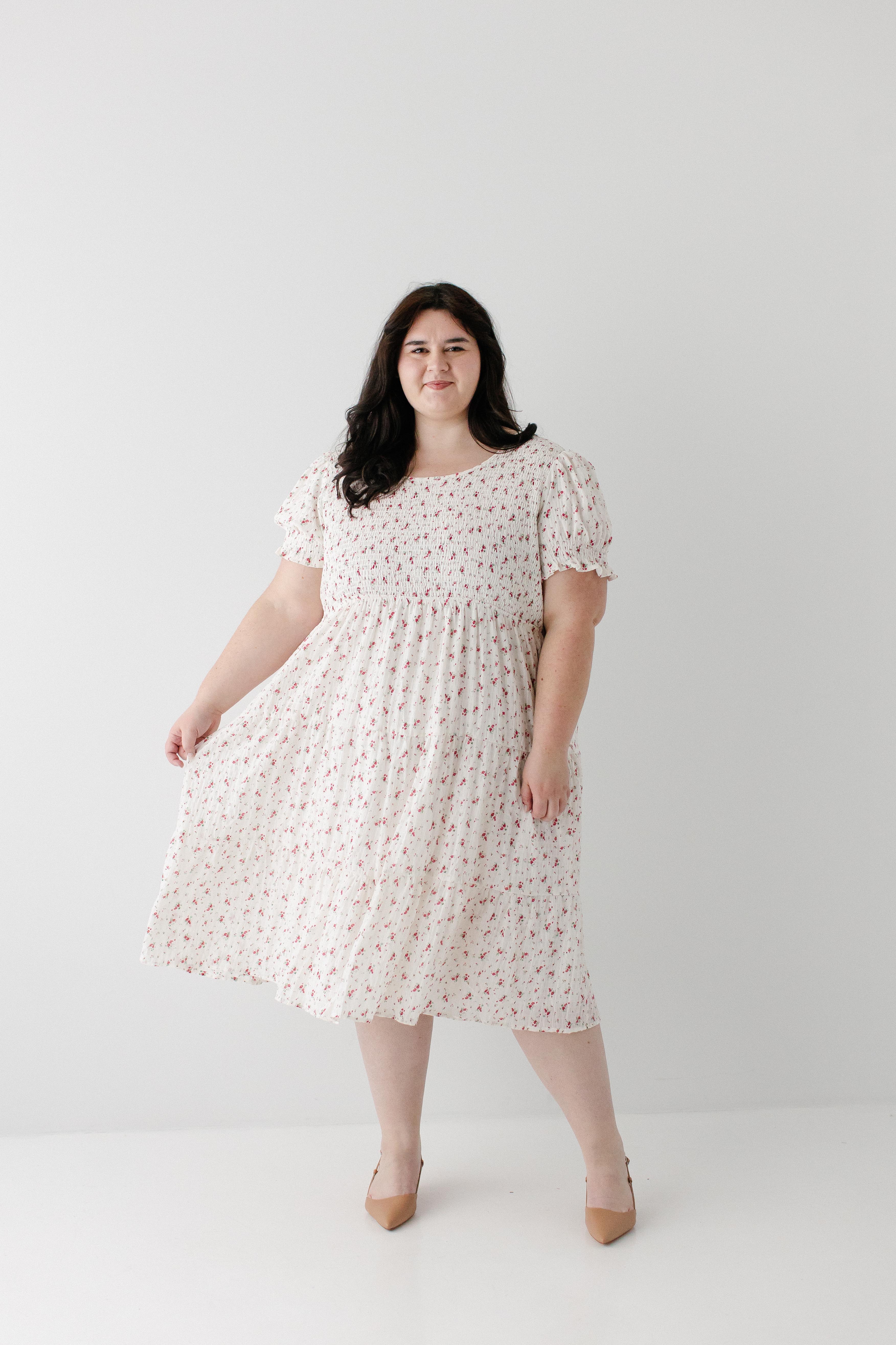 Jinger Smocked Bodice Ditsy Floral Midi Dress - Image 8