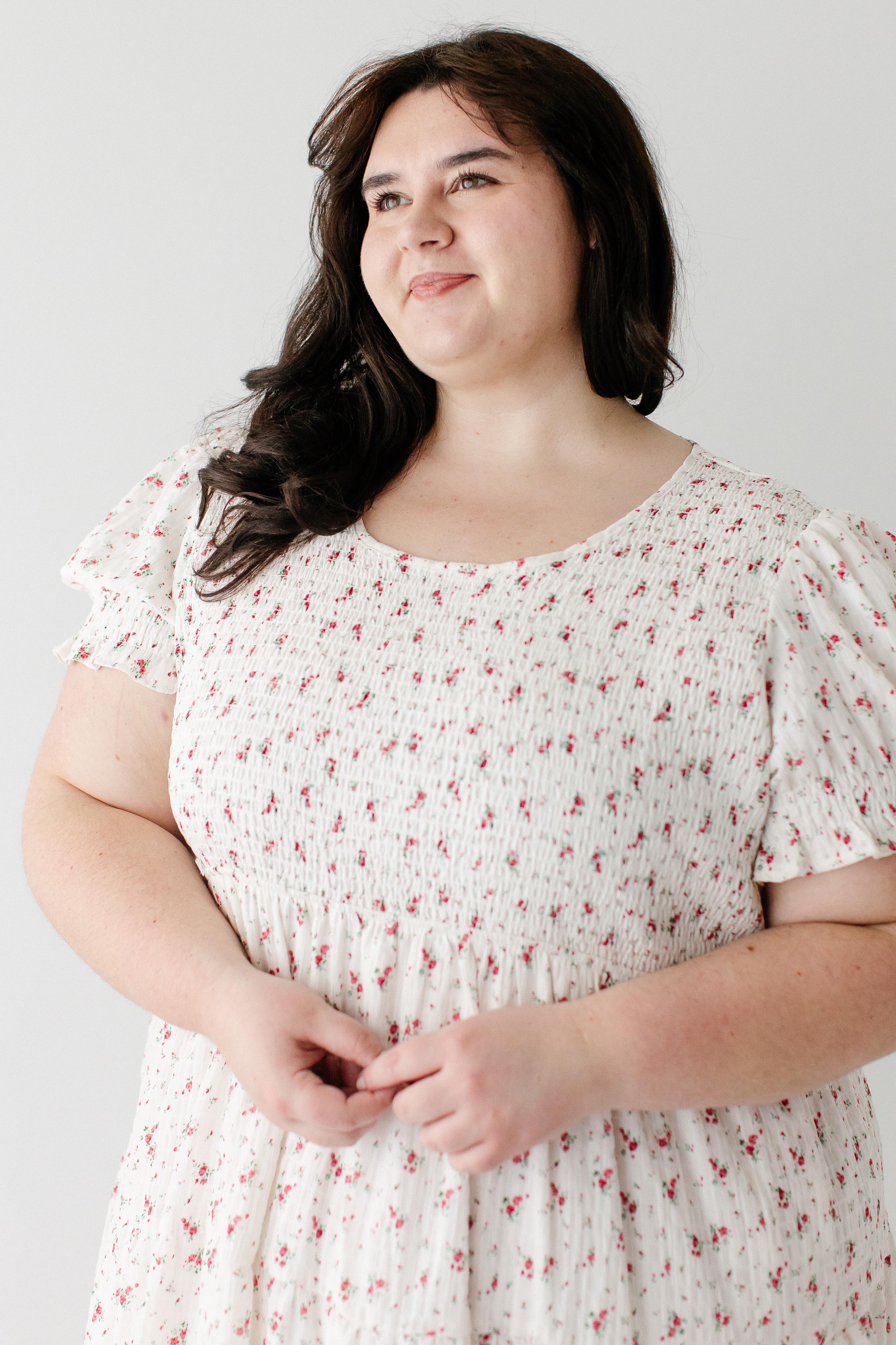 Jinger Smocked Bodice Ditsy Floral Midi Dress - Image 9