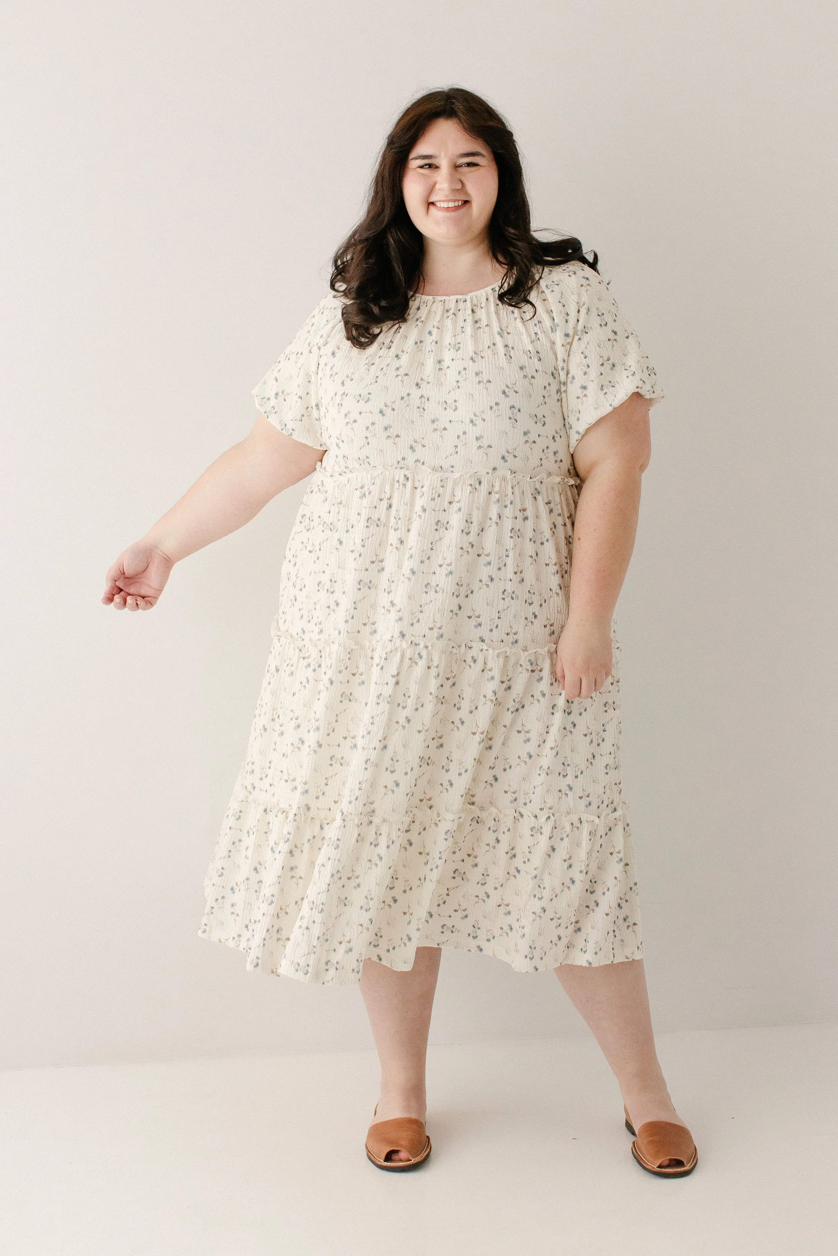 Josephine Ditsy Floral Tiered Midi Dress