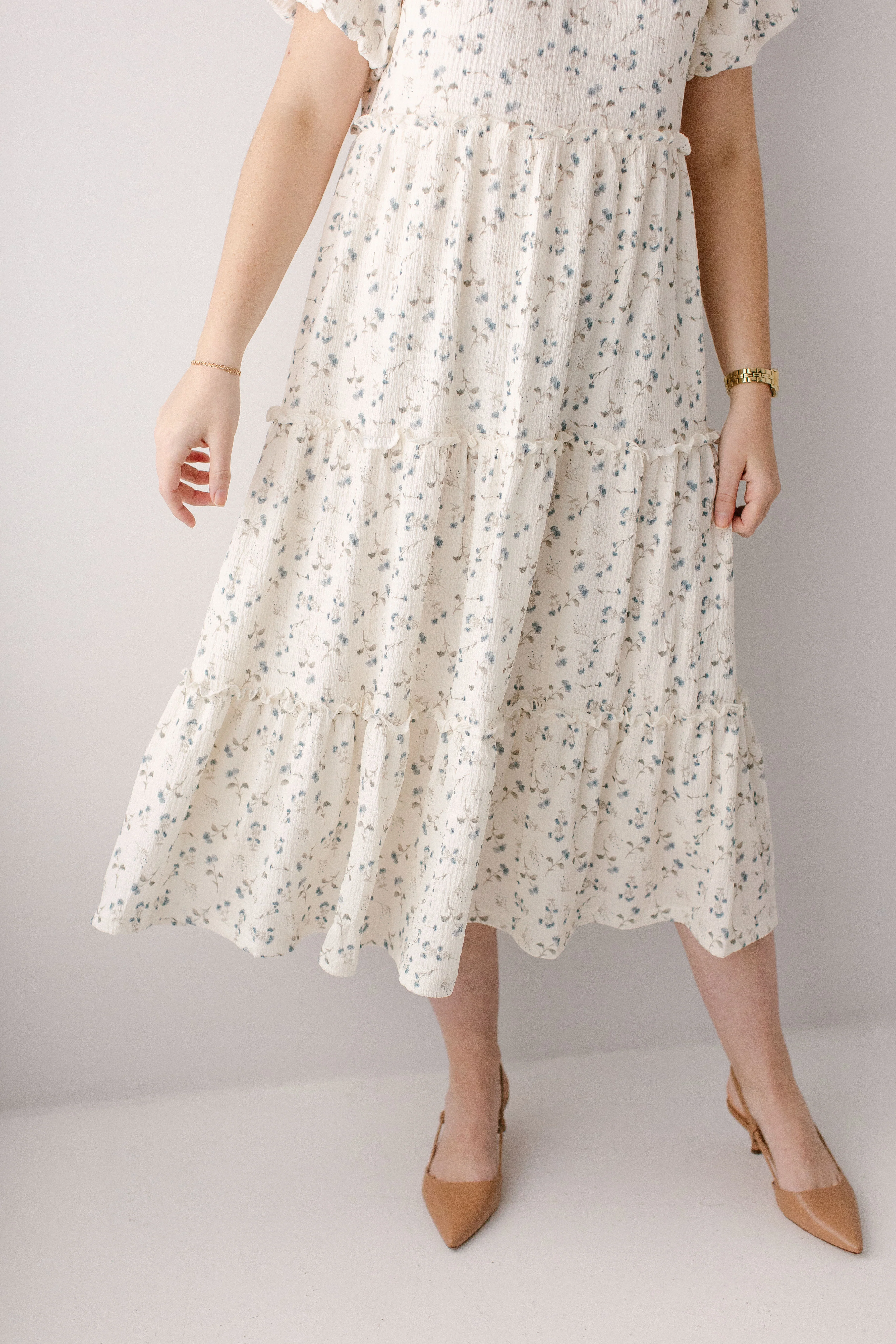 Josephine Ditsy Floral Tiered Midi Dress - Image 4