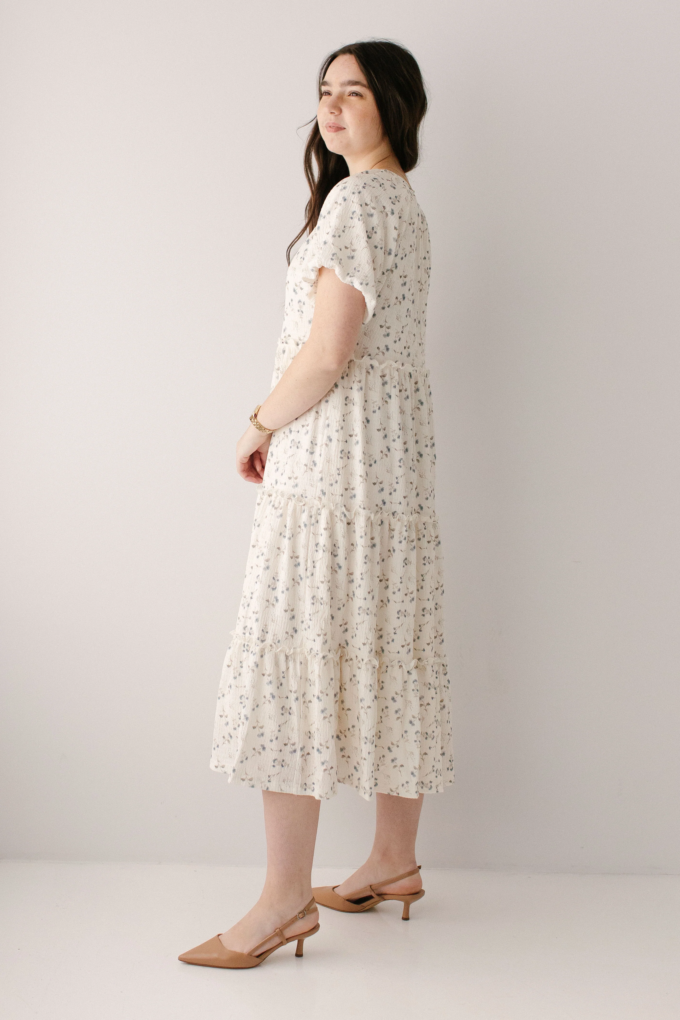 Josephine Ditsy Floral Tiered Midi Dress - Image 6