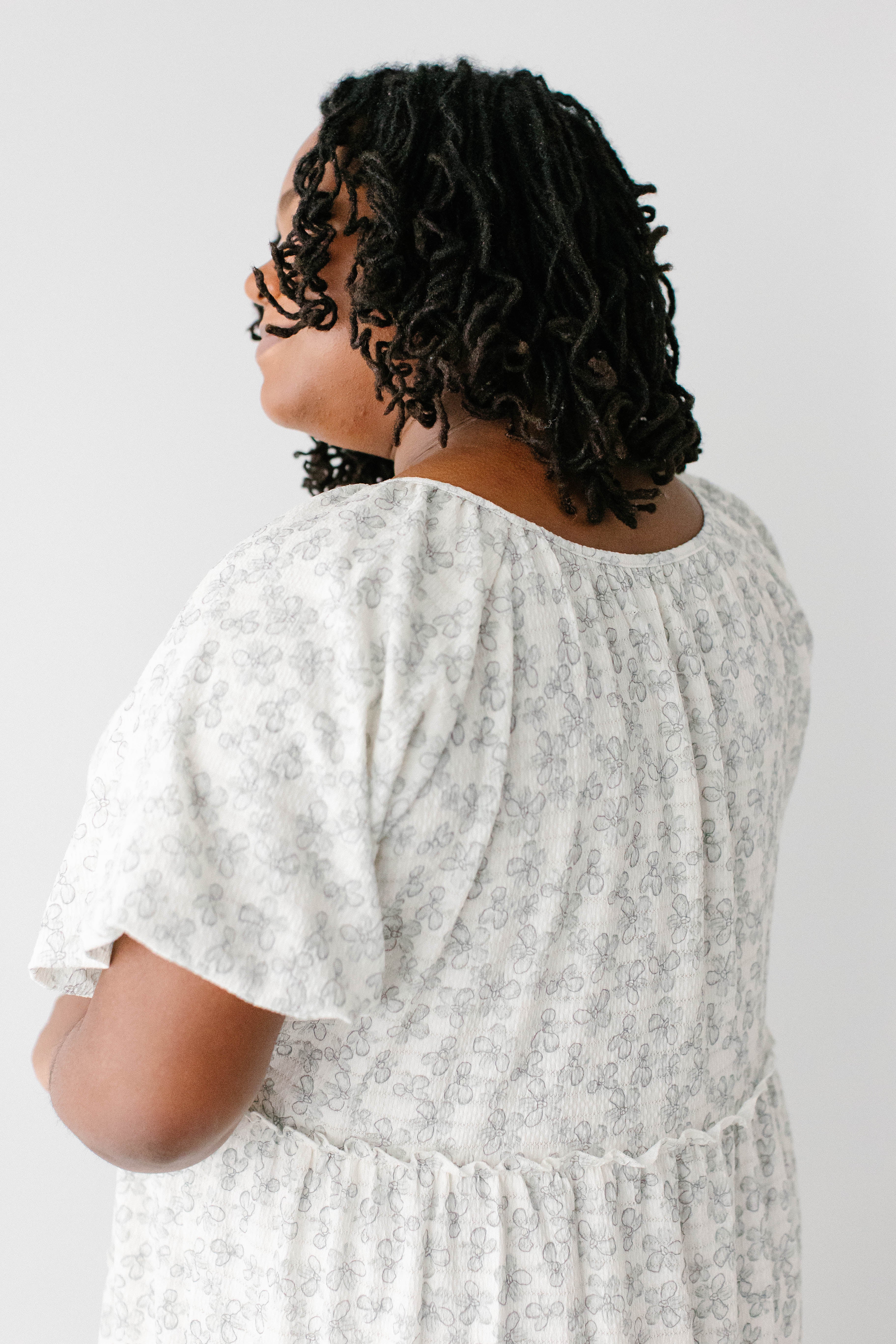 Josephine Sage Flower Tiered Midi Dress - Image 12