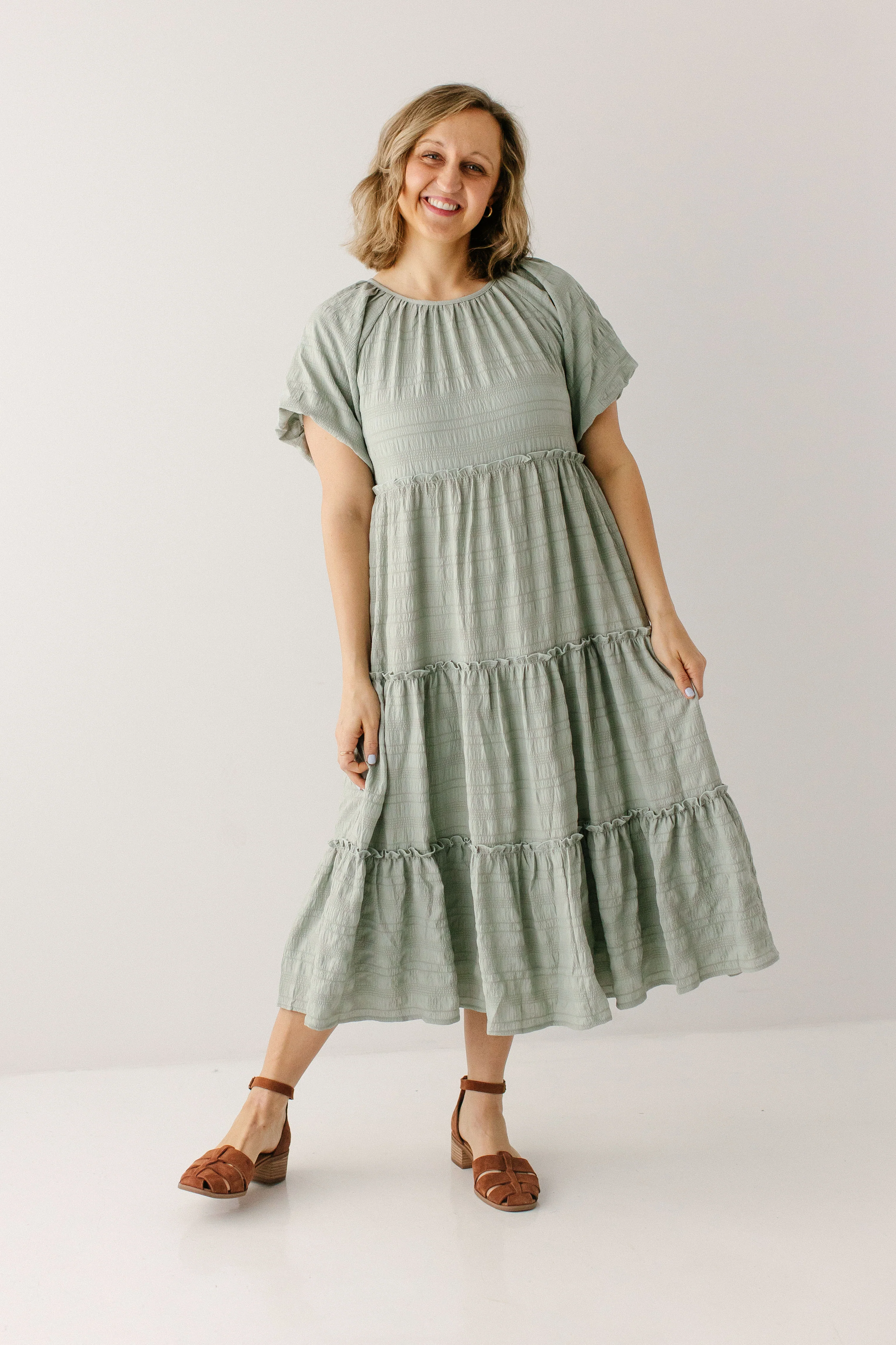Josephine Textured Tiered Midi Dress