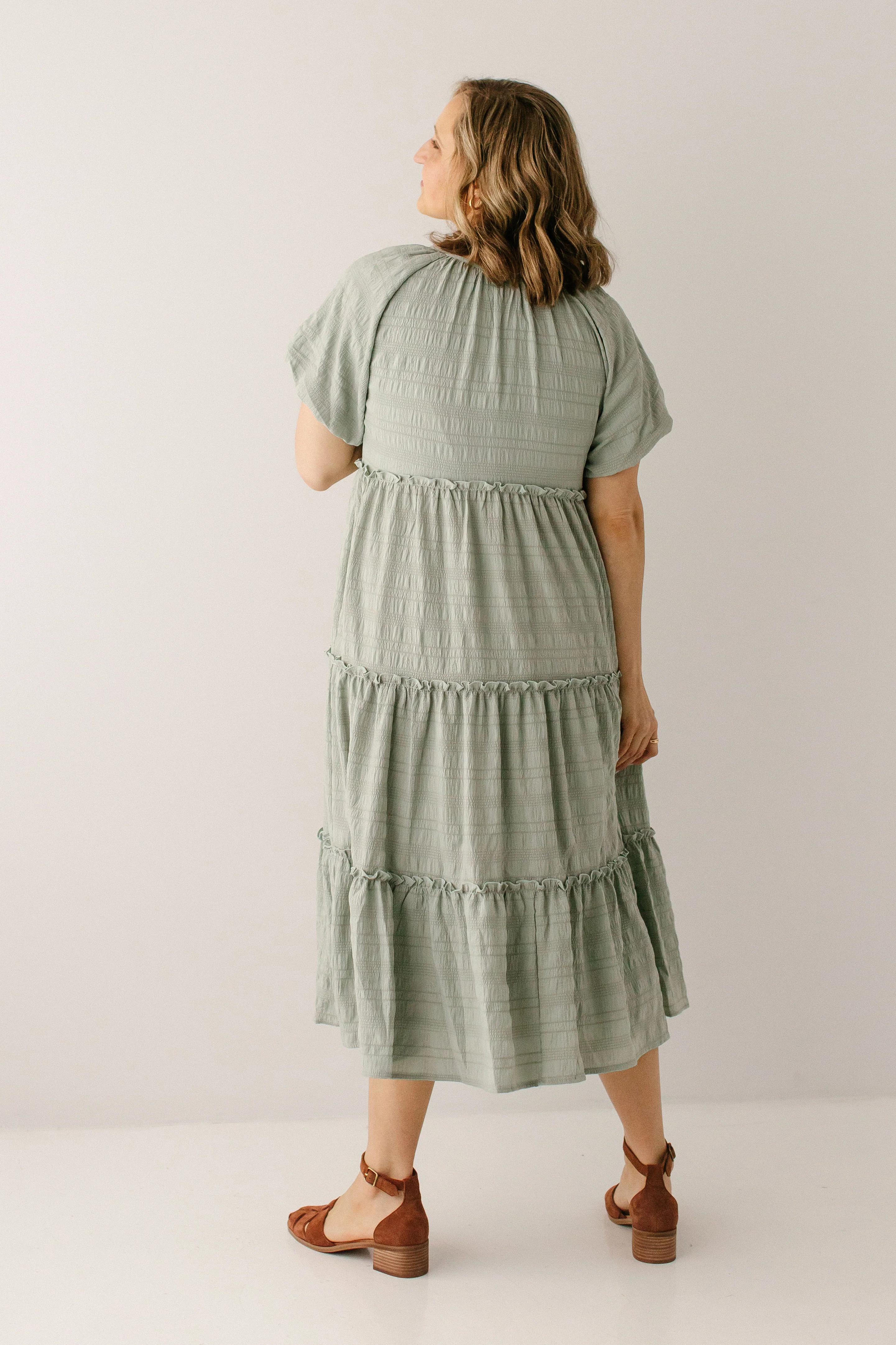 Josephine Textured Tiered Midi Dress - Image 11