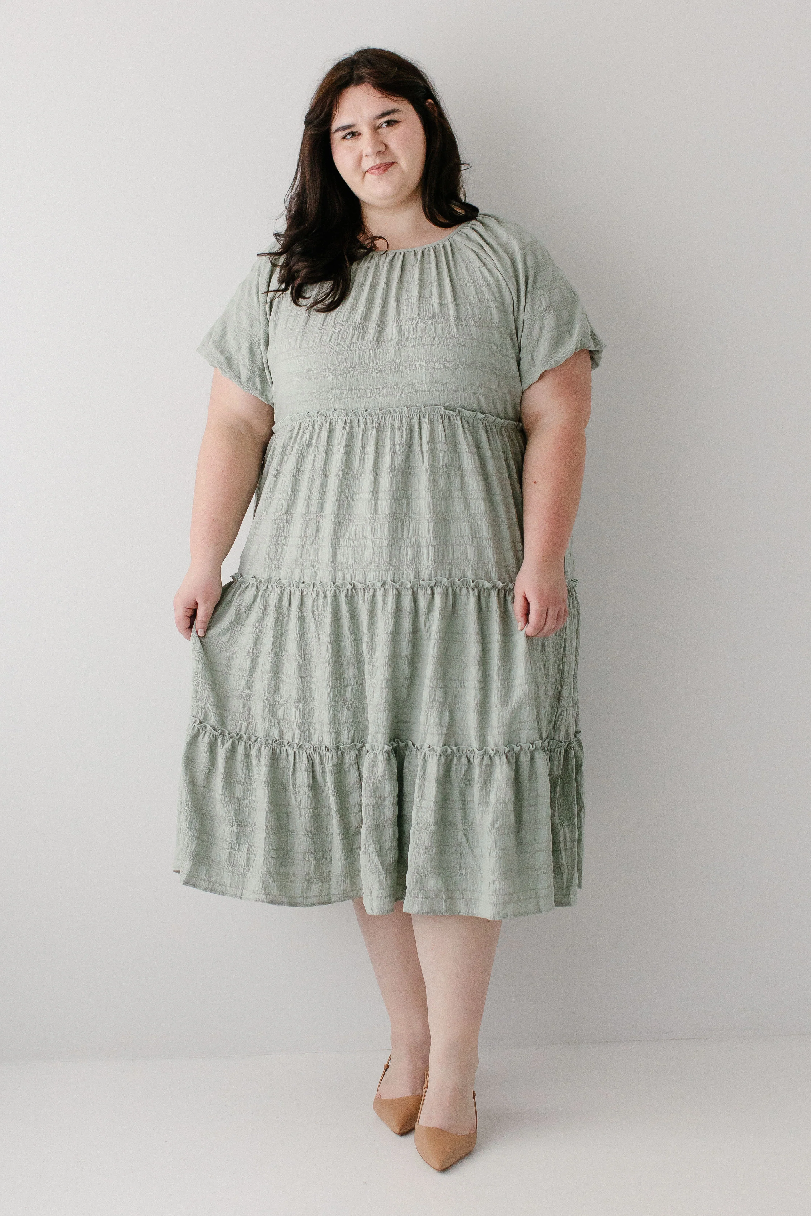 Josephine Textured Tiered Midi Dress - Image 12