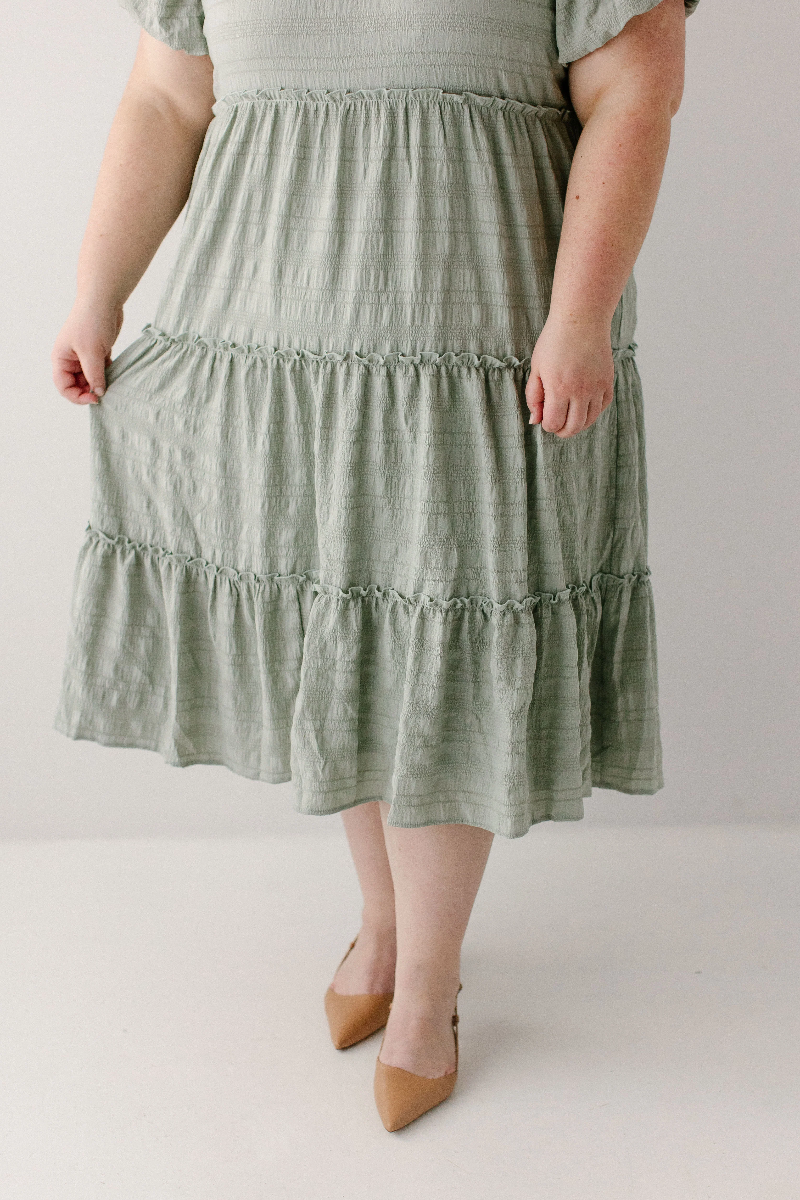 Josephine Textured Tiered Midi Dress - Image 14