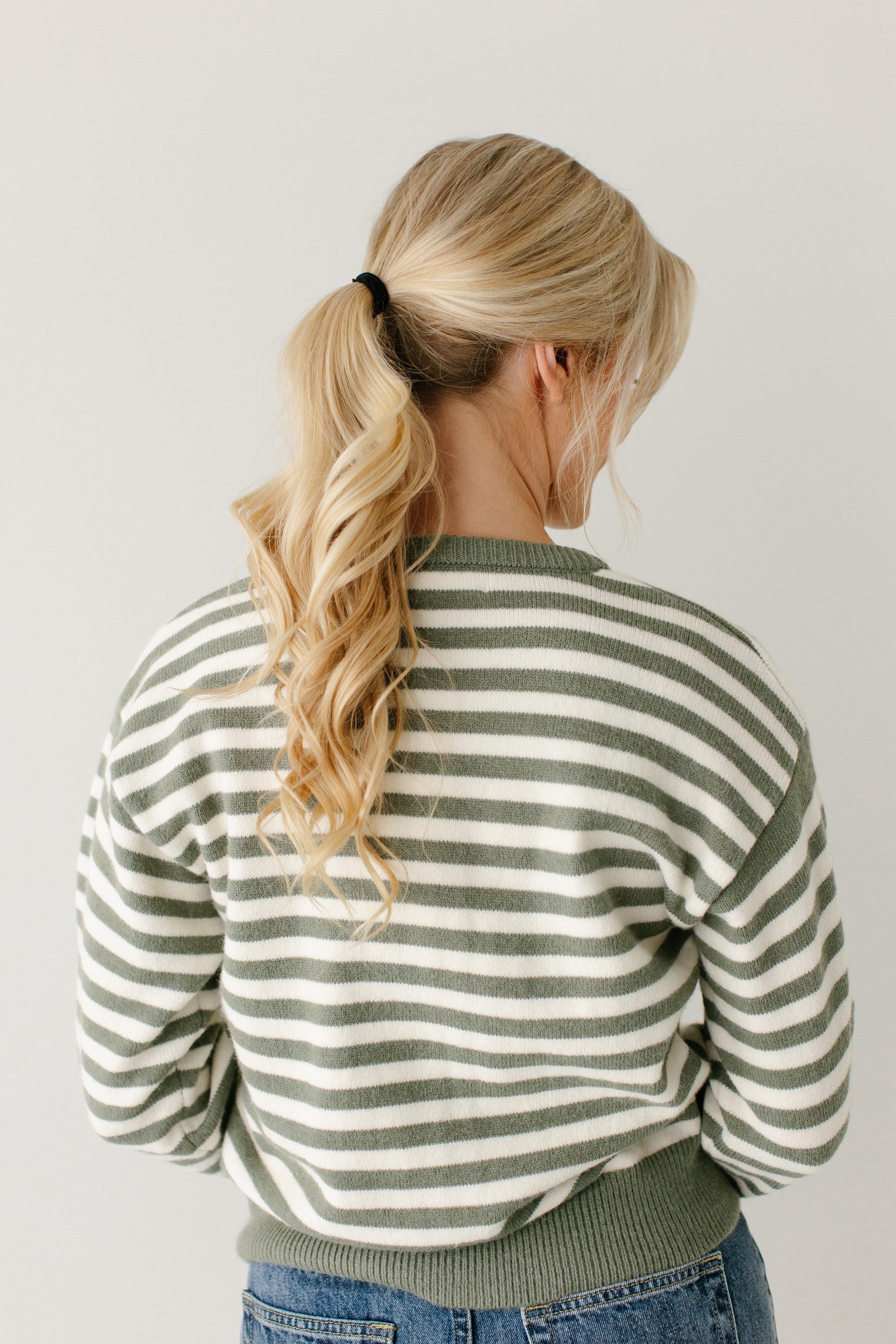 'Keeley' Olive Striped Button Down Cardigan FINAL SALE - Image 6