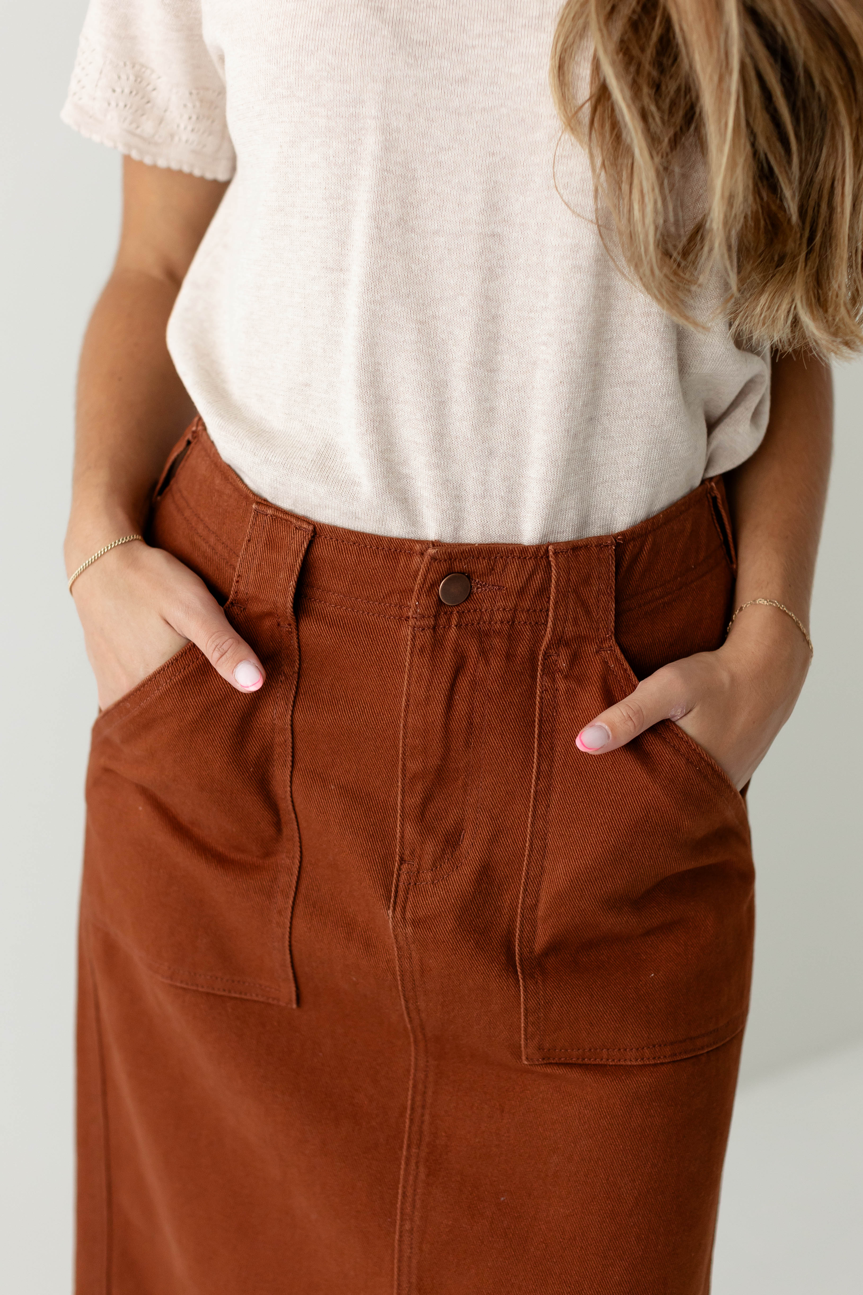 Keisha Knee Length Denim Skirt FINAL SALE - Image 3