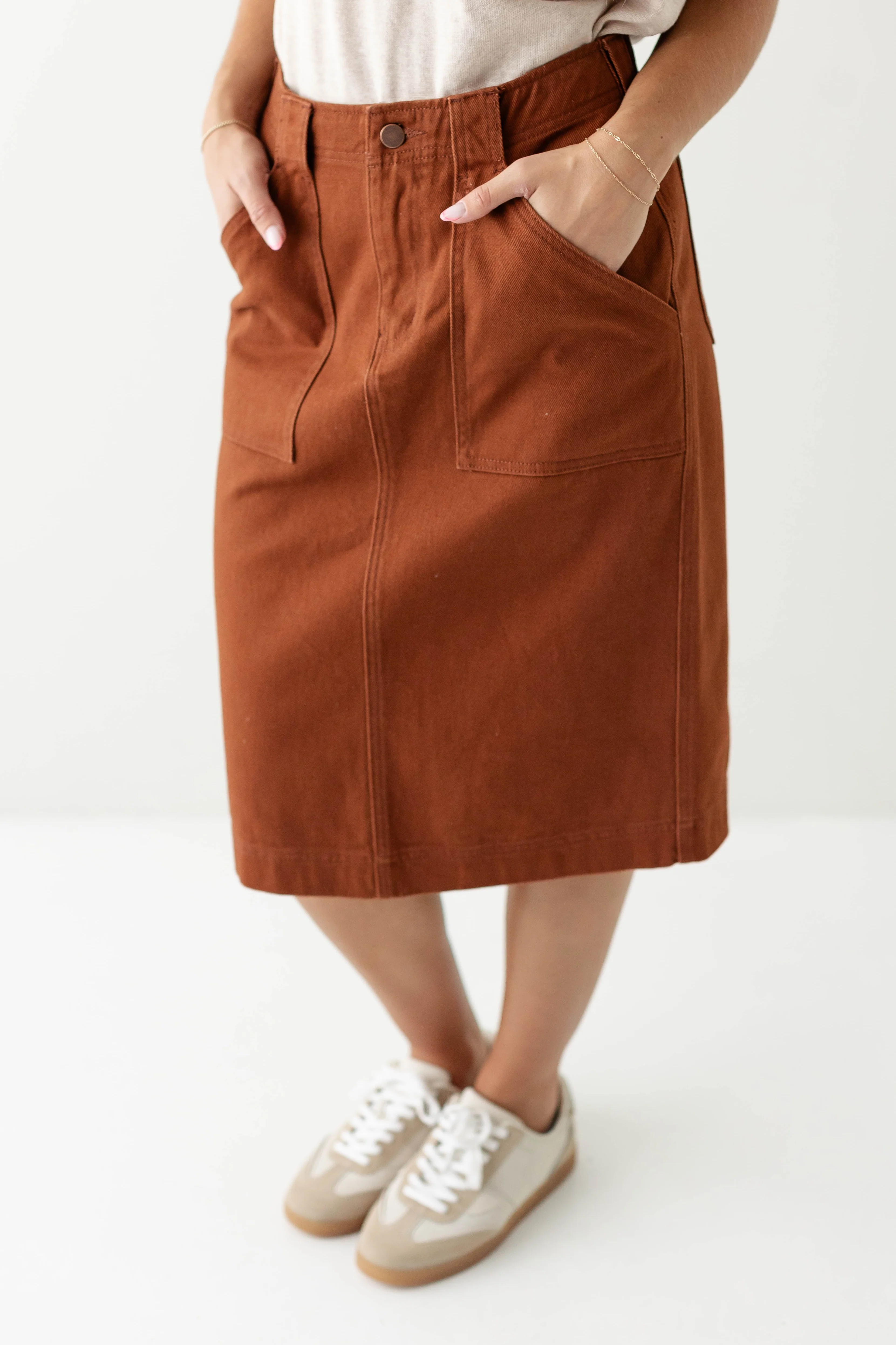 Keisha Knee Length Denim Skirt FINAL SALE - Image 5