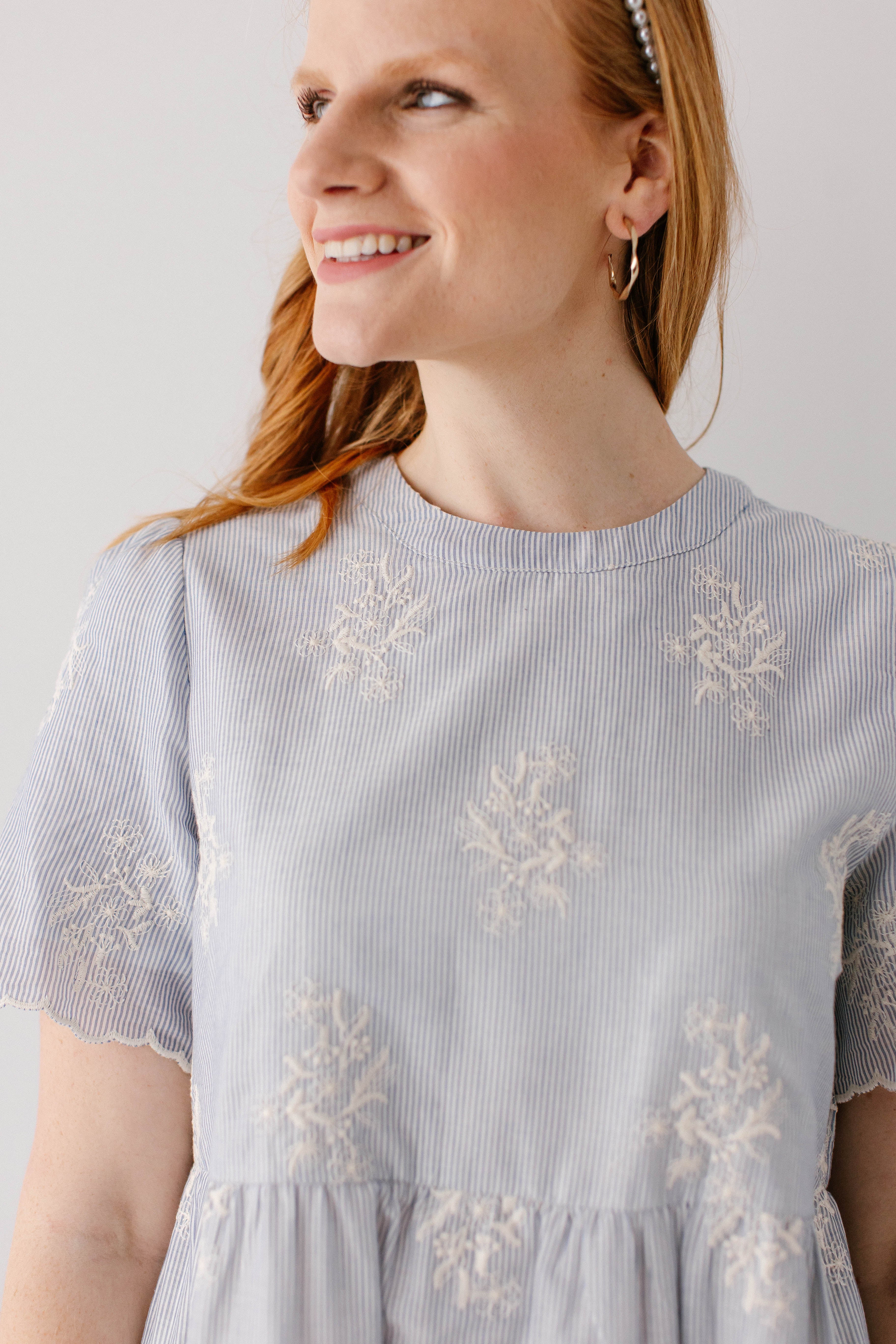 Keturah Embroidered Pinstripe Midi Dress - Image 2