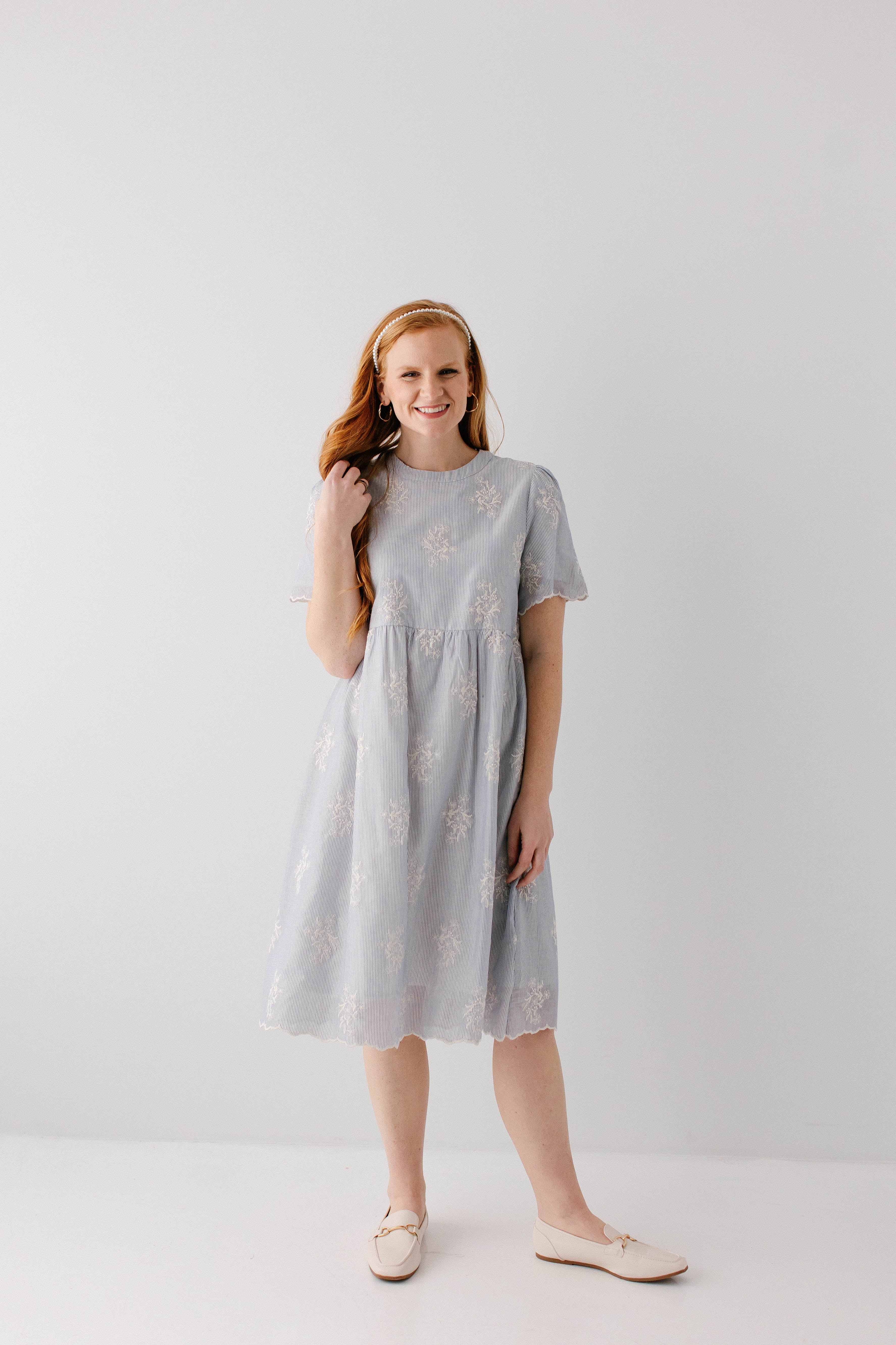 Keturah Embroidered Pinstripe Midi Dress - Image 3