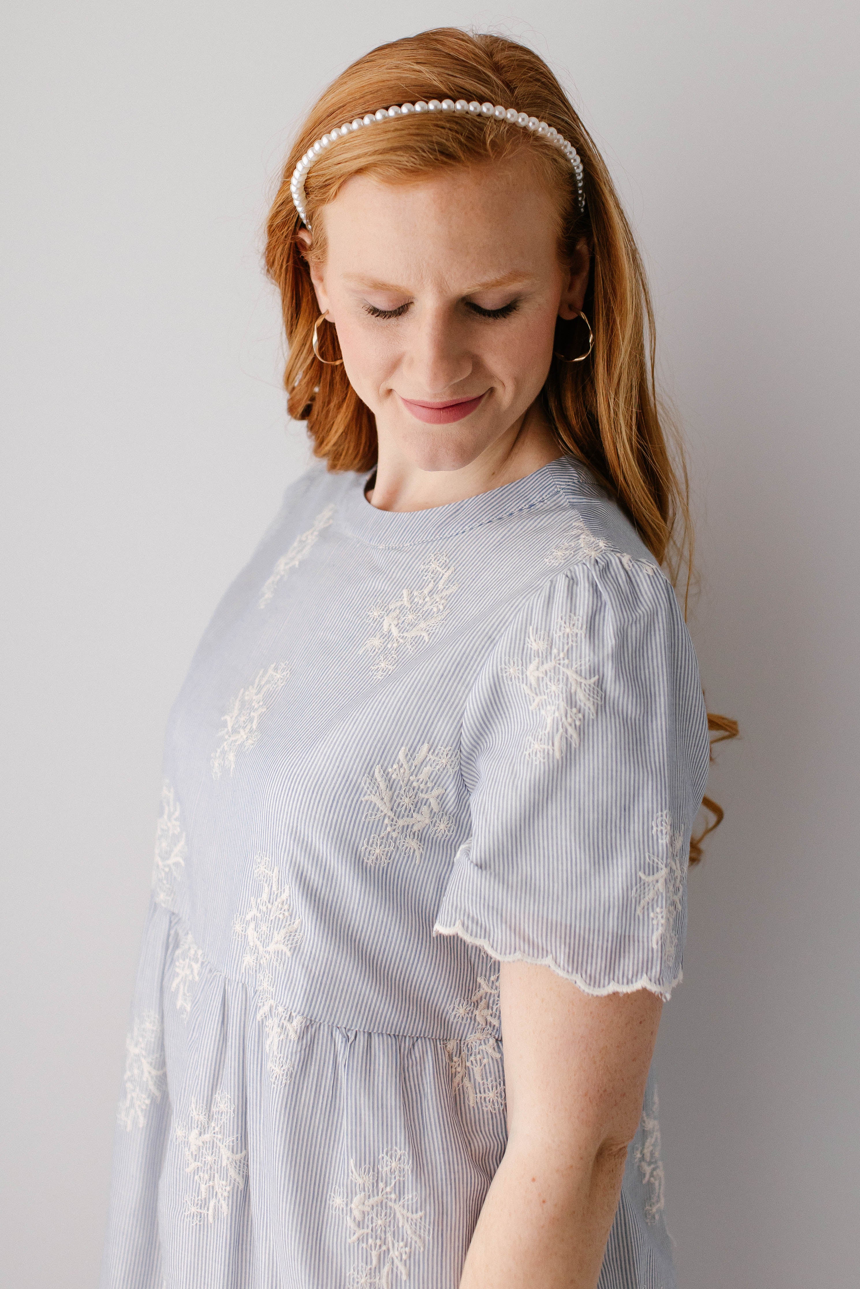 Keturah Embroidered Pinstripe Midi Dress - Image 4