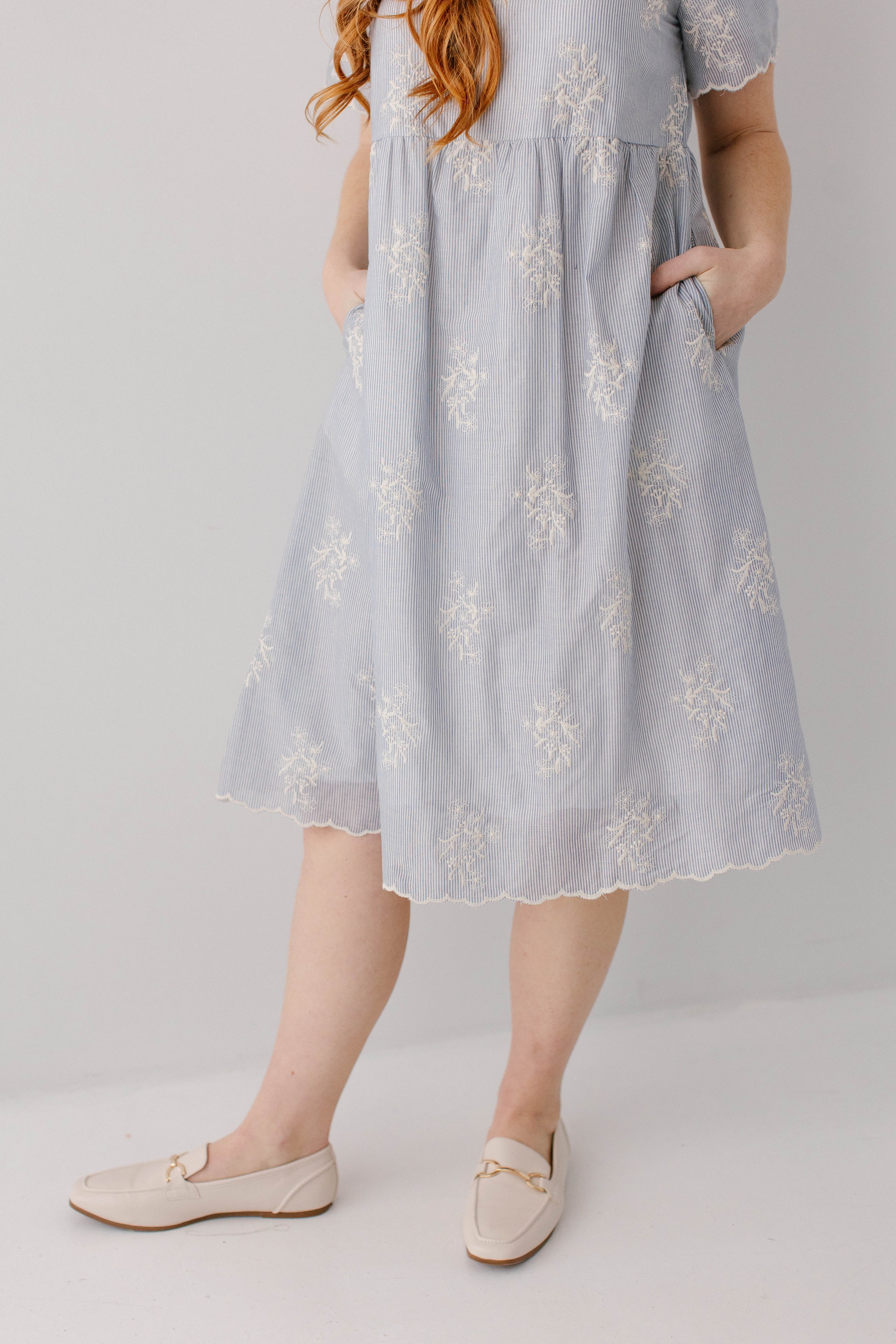 Keturah Embroidered Pinstripe Midi Dress - Image 5