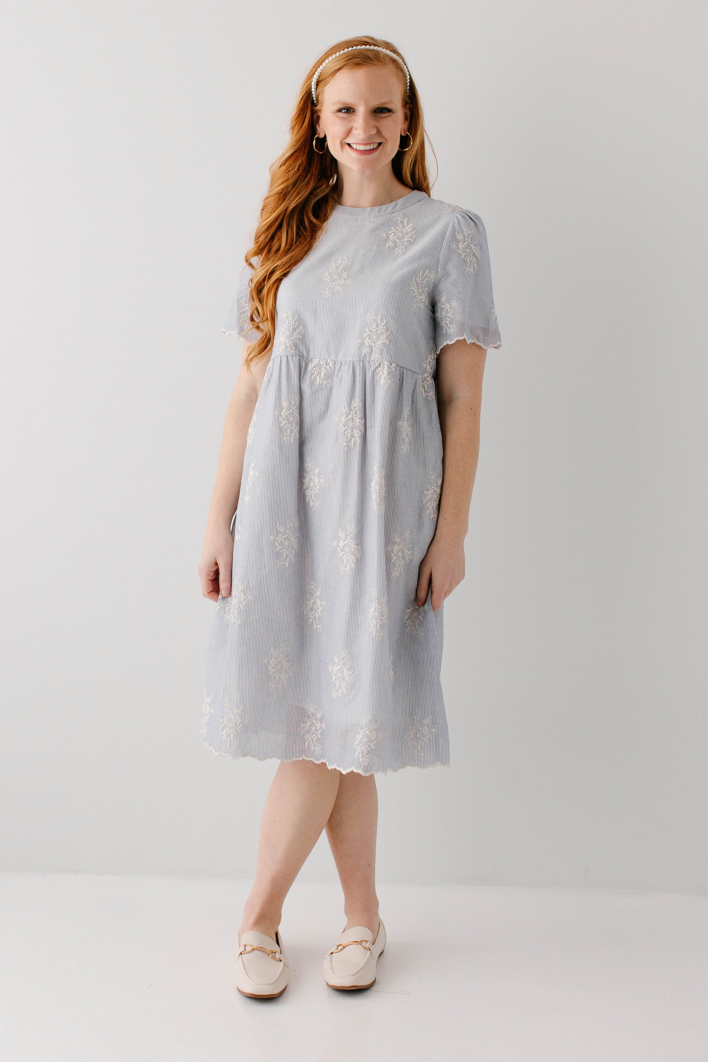 Keturah Embroidered Pinstripe Midi Dress - Image 6