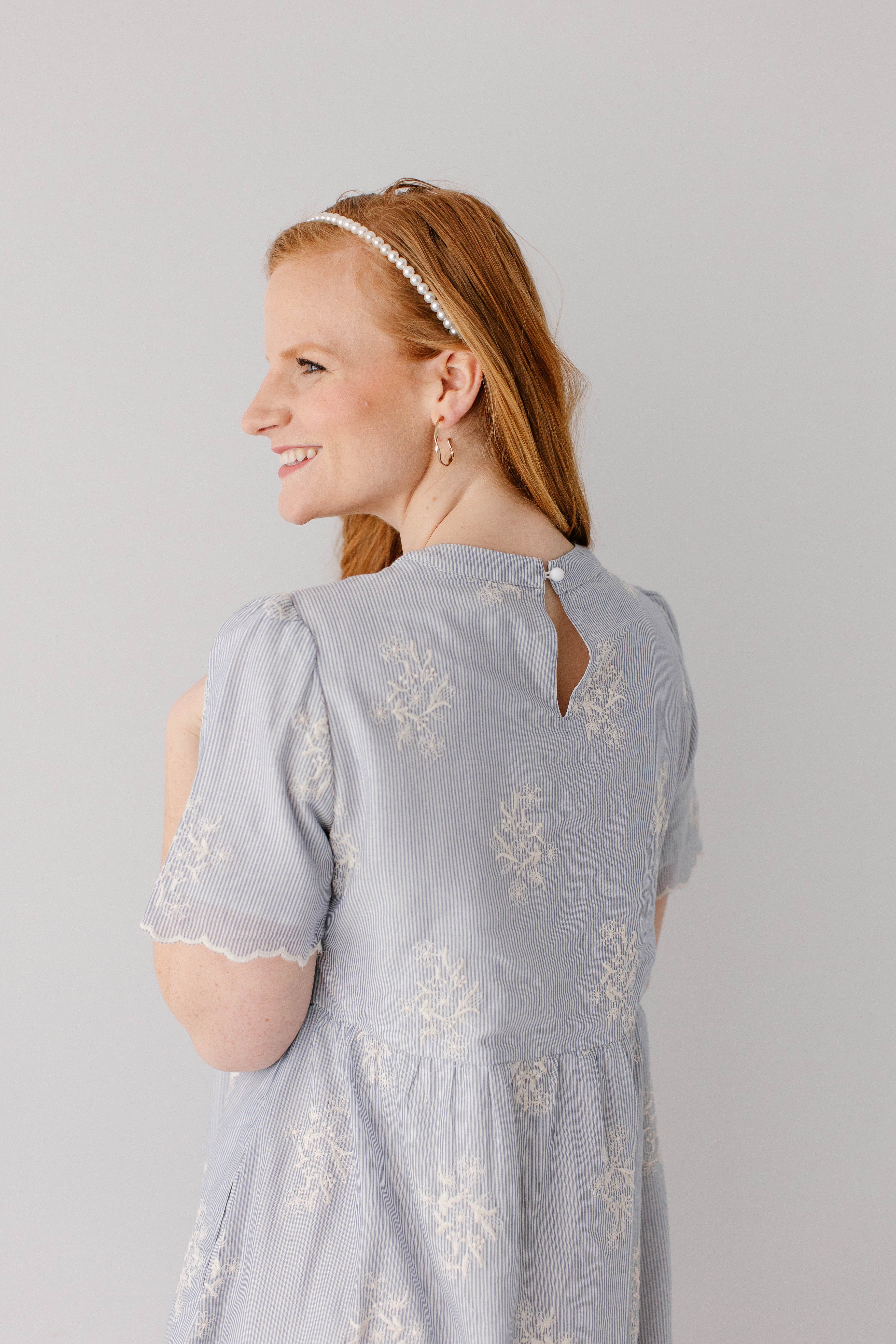 Keturah Embroidered Pinstripe Midi Dress - Image 7