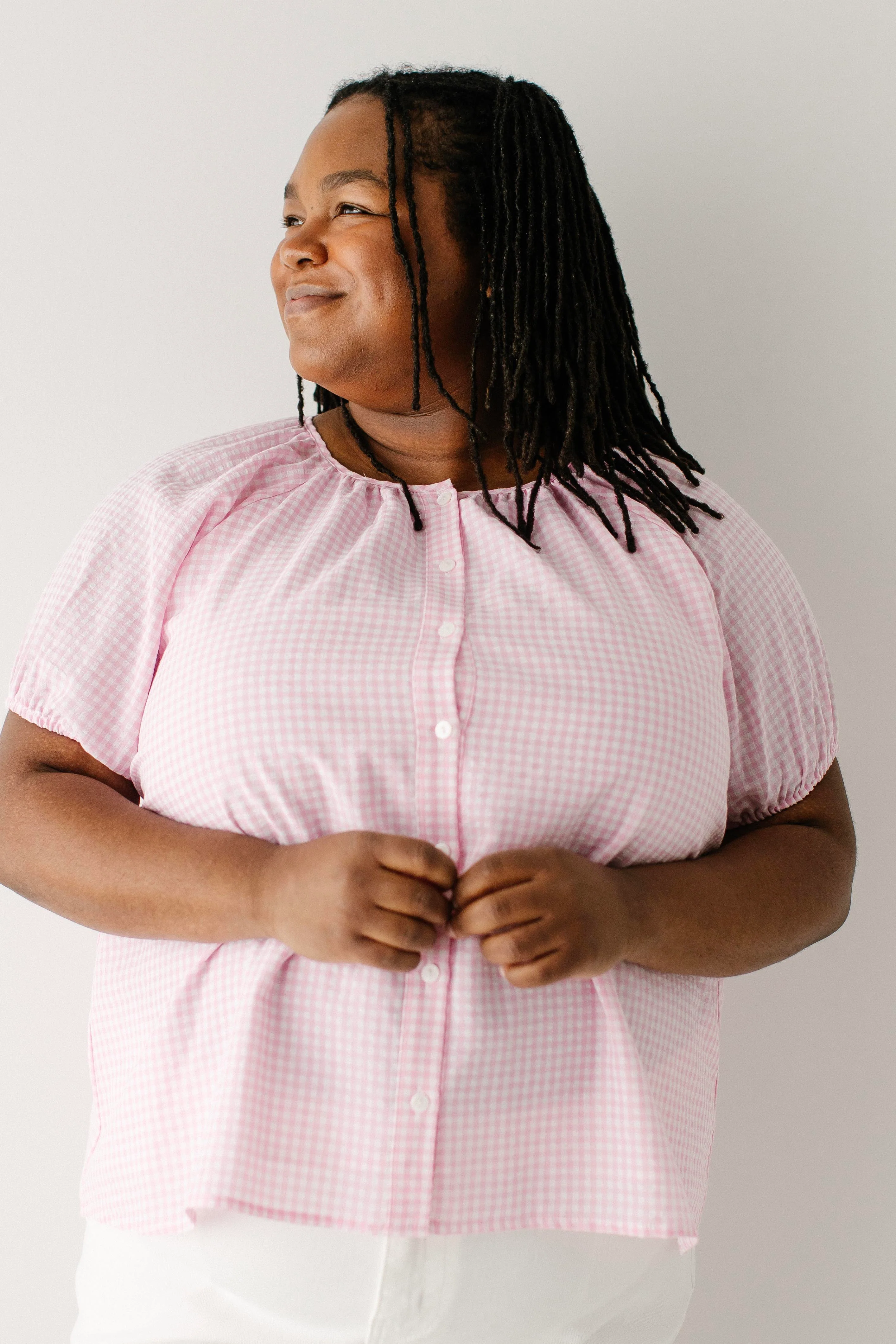 Kimberly Gingham Button Down Top - Image 3