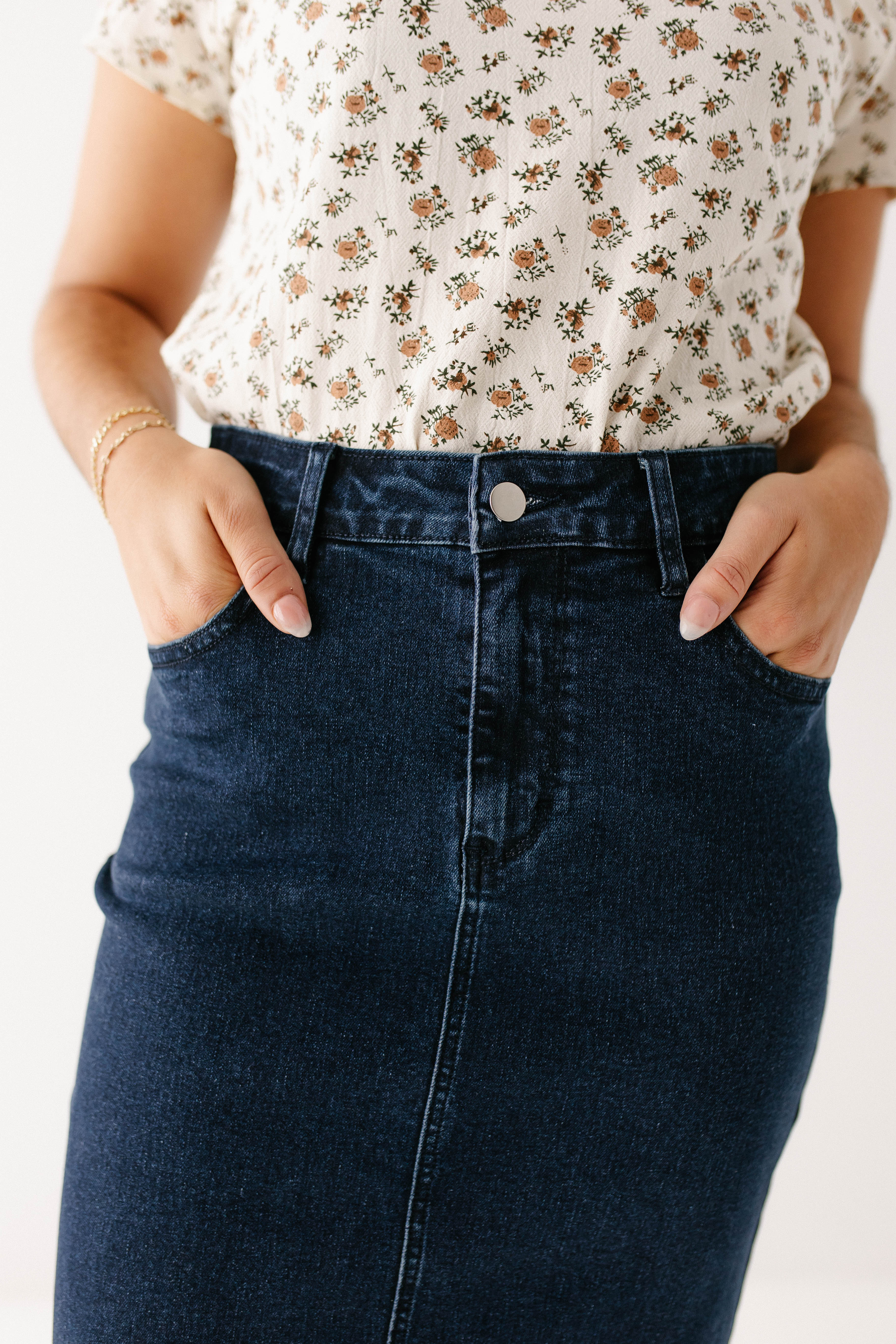 Krista Knee Length Denim Pencil Skirt FINAL SALE - Image 7