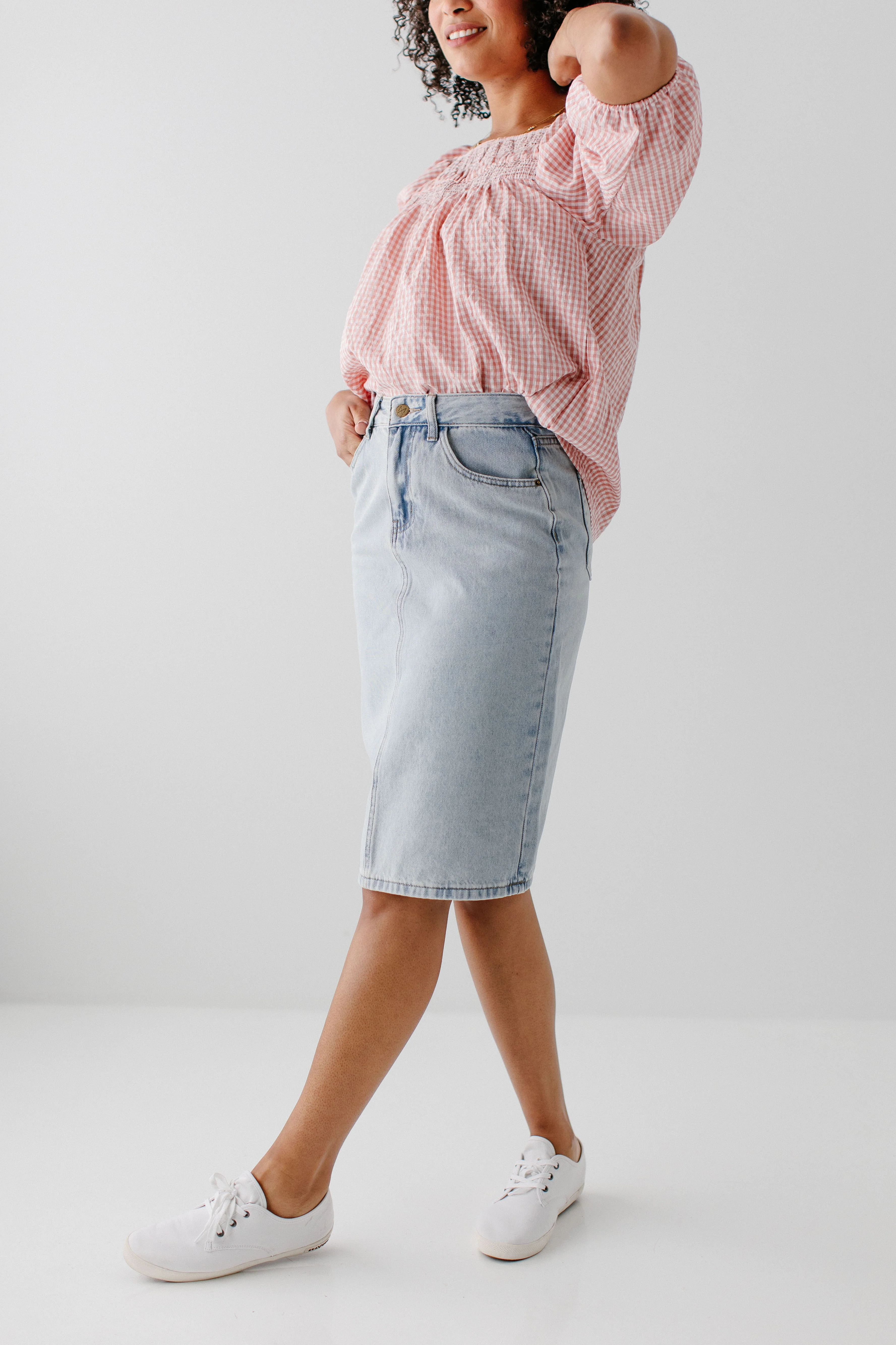 Kyra 100% Cotton Denim Skirt - Image 11