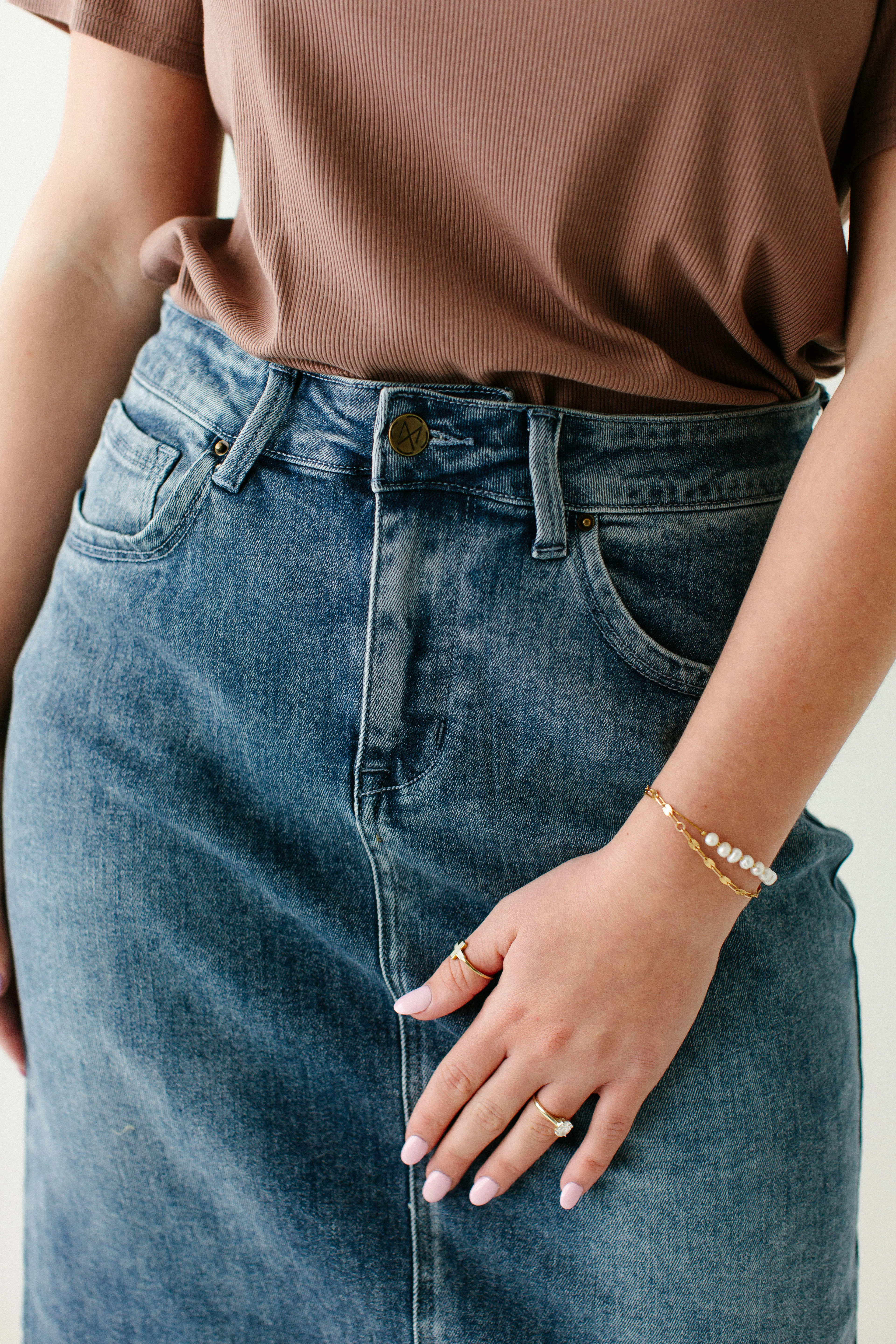 Kyra 100% Cotton Denim Skirt - Image 3