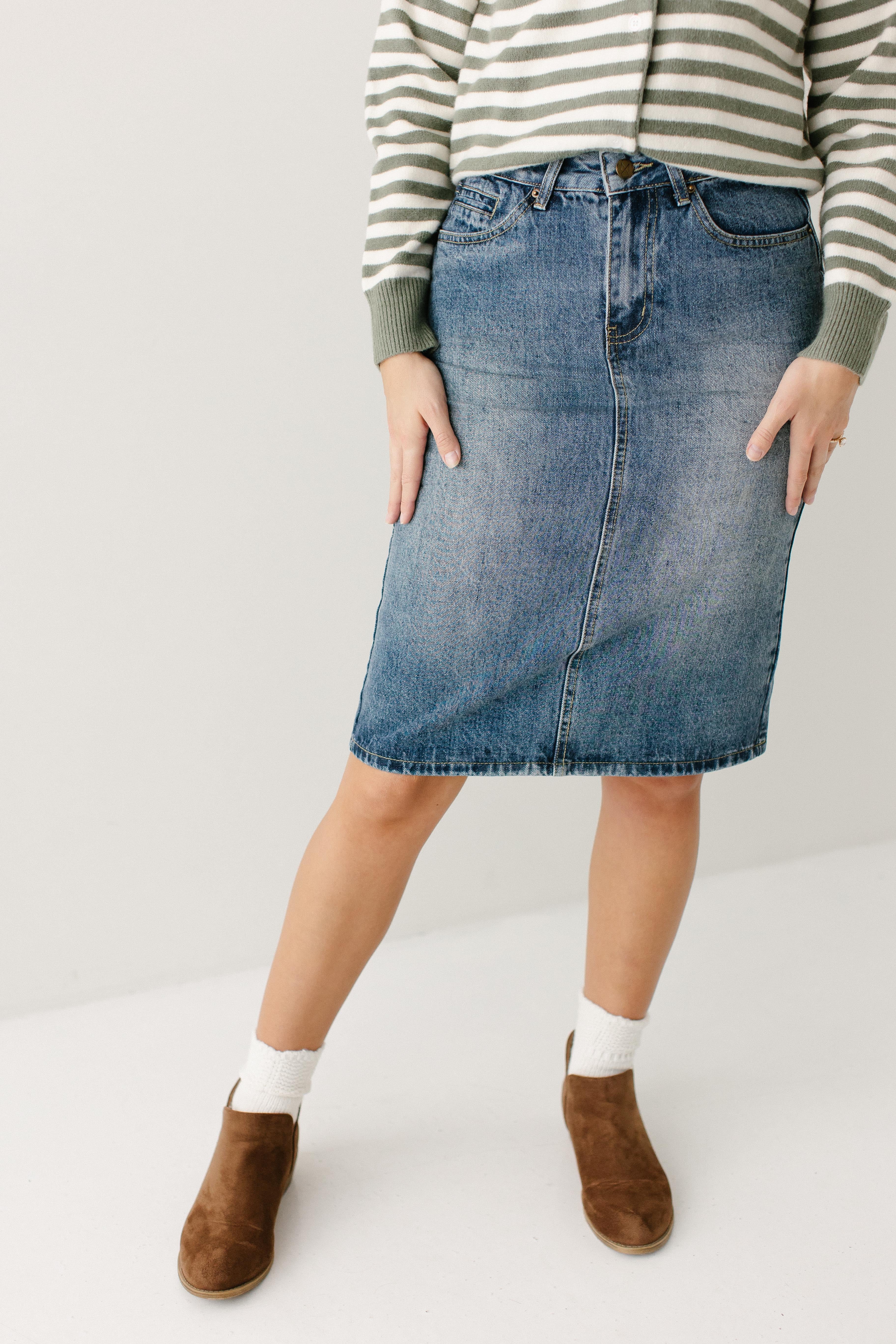 Kyra 100% Cotton Denim Skirt - Image 5