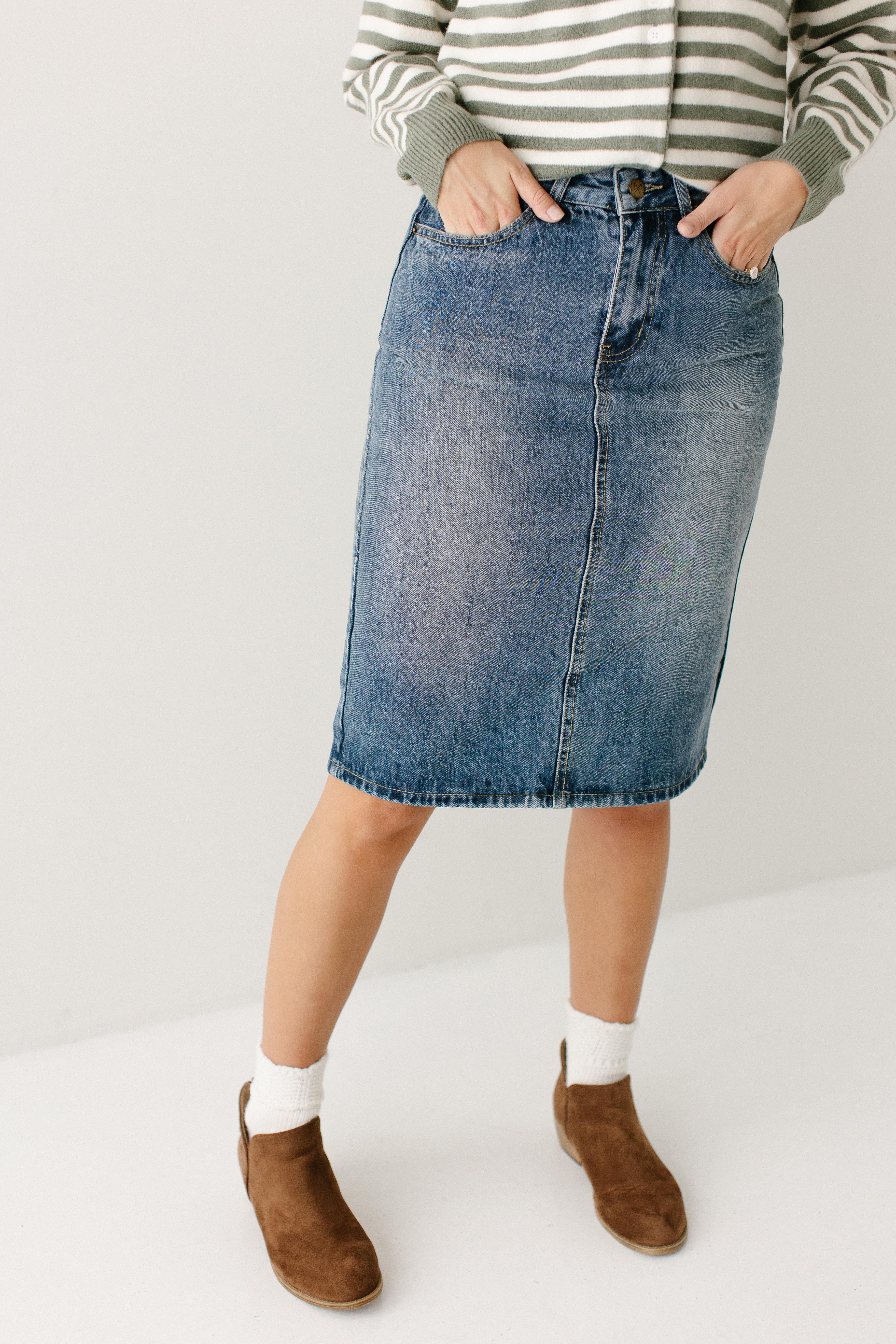 Kyra 100% Cotton Denim Skirt - Image 6