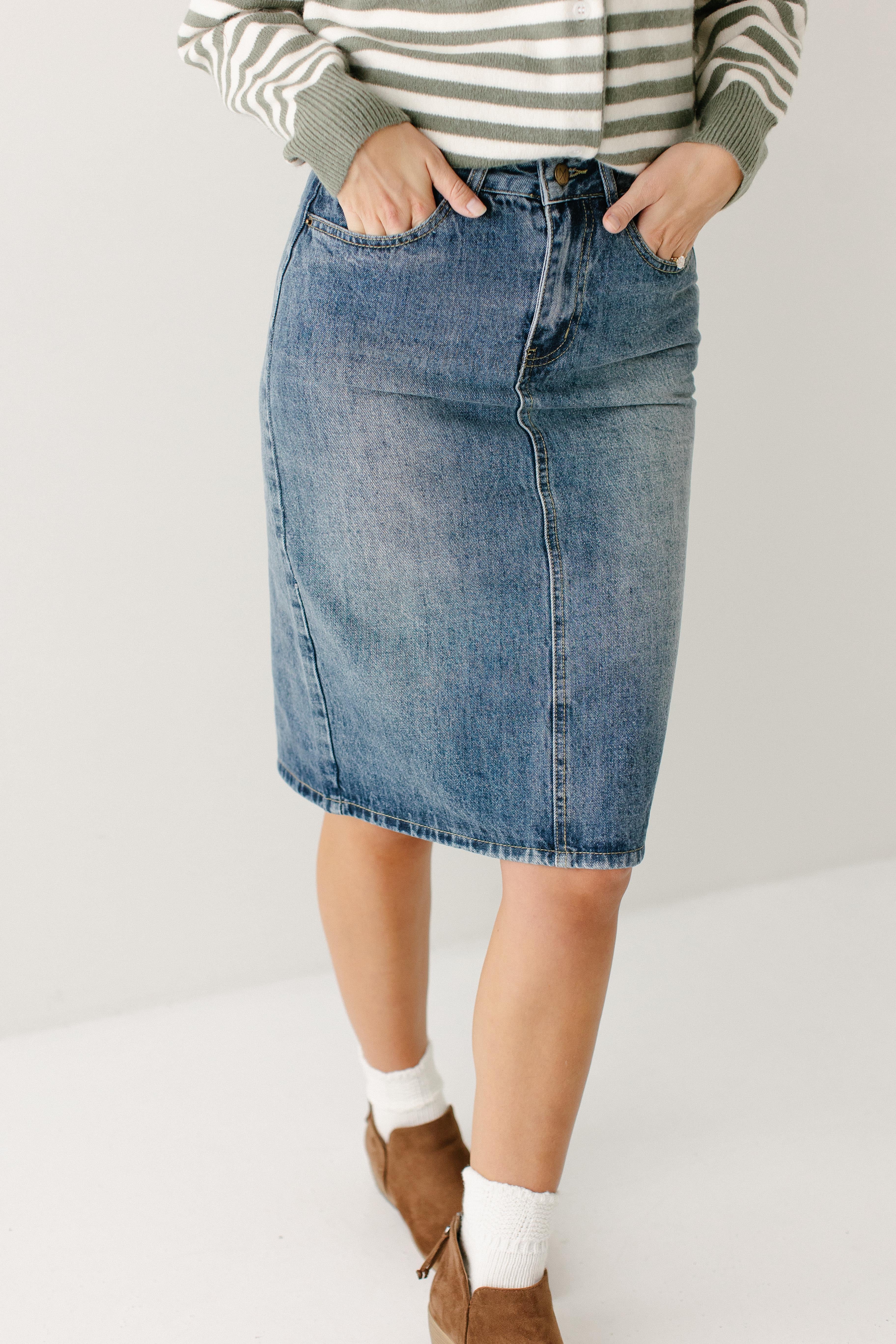 Kyra 100% Cotton Denim Skirt - Image 7