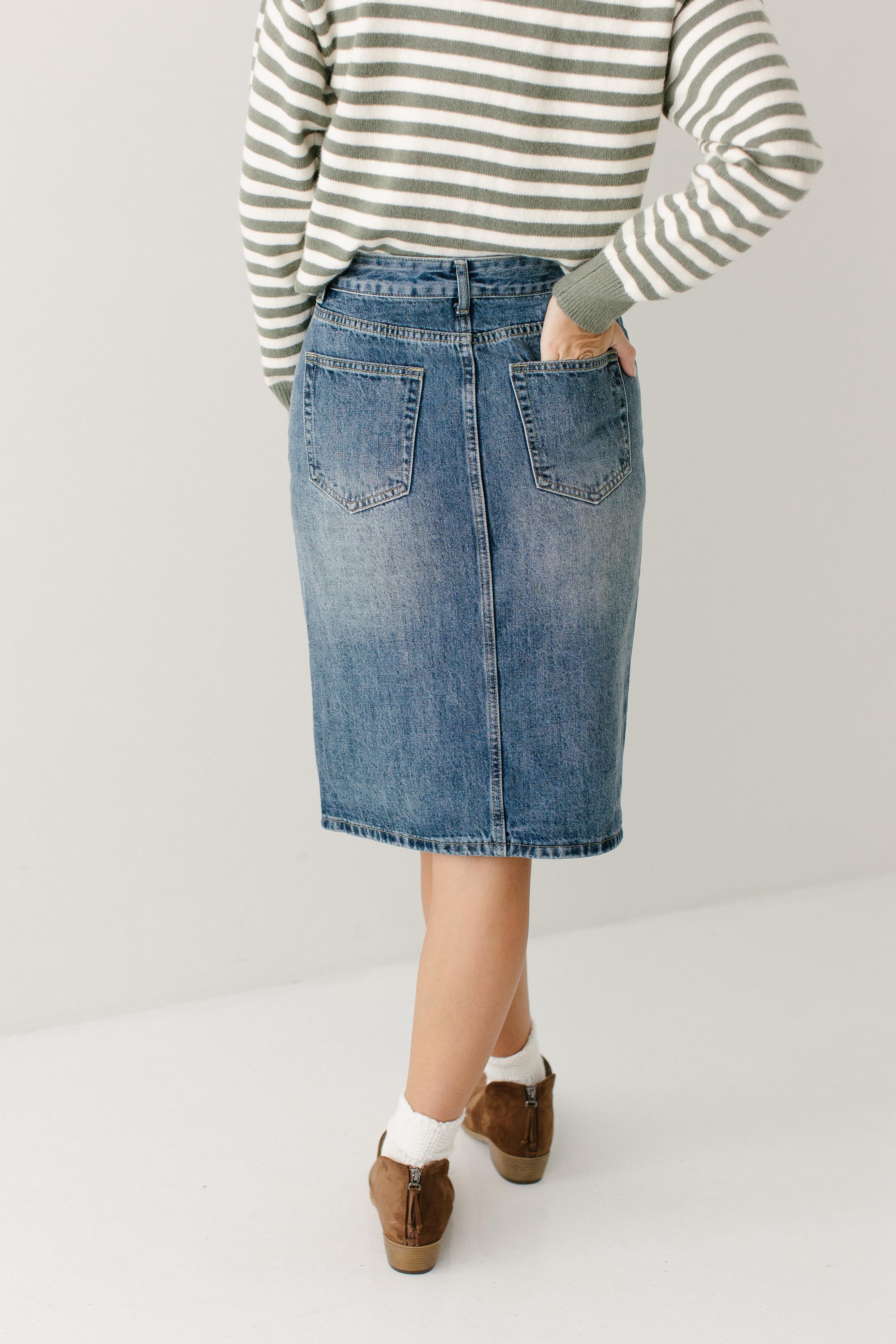 Kyra 100% Cotton Denim Skirt - Image 8
