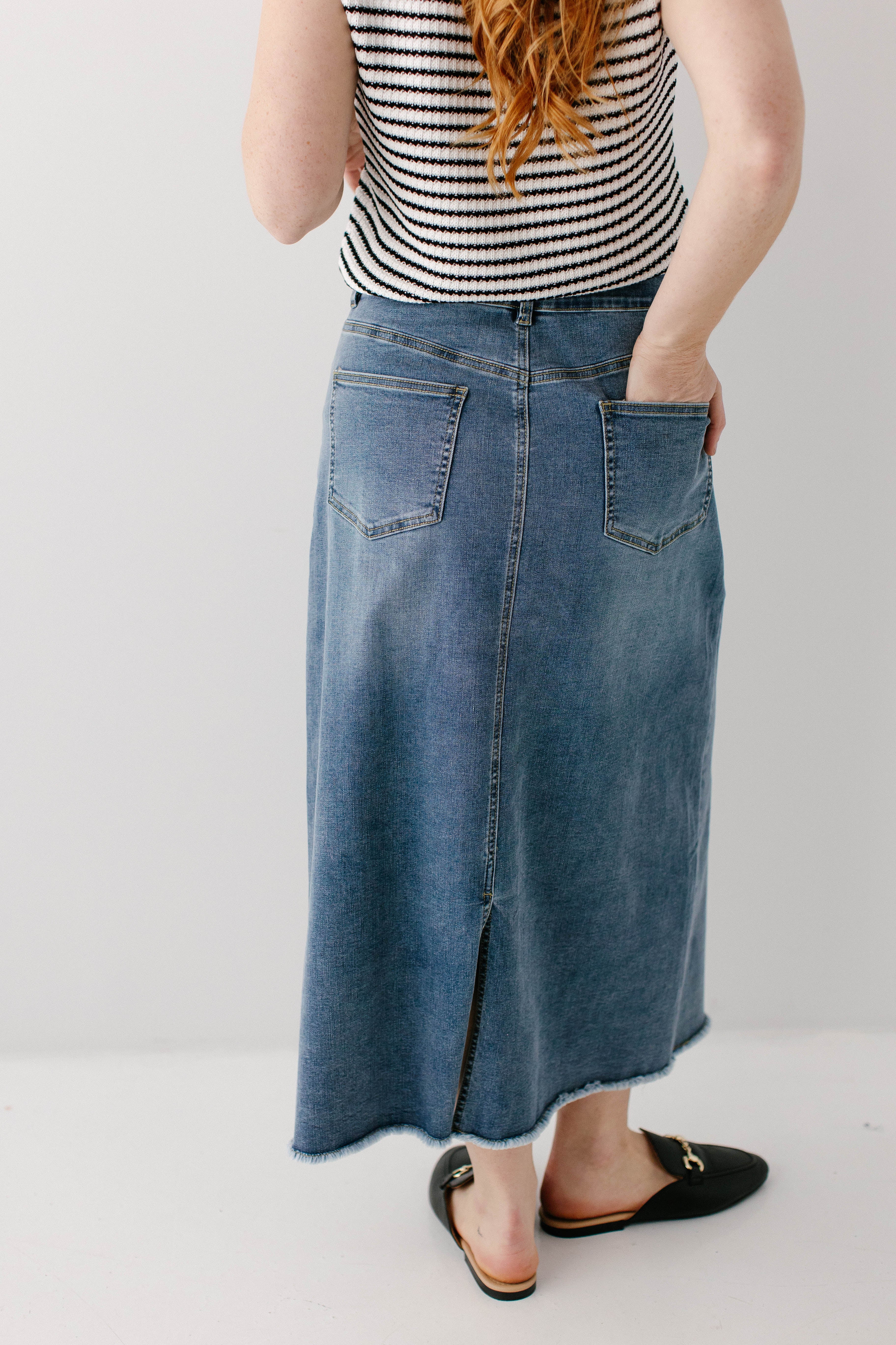 Laura Stretch Denim Midi Skirt - Image 4