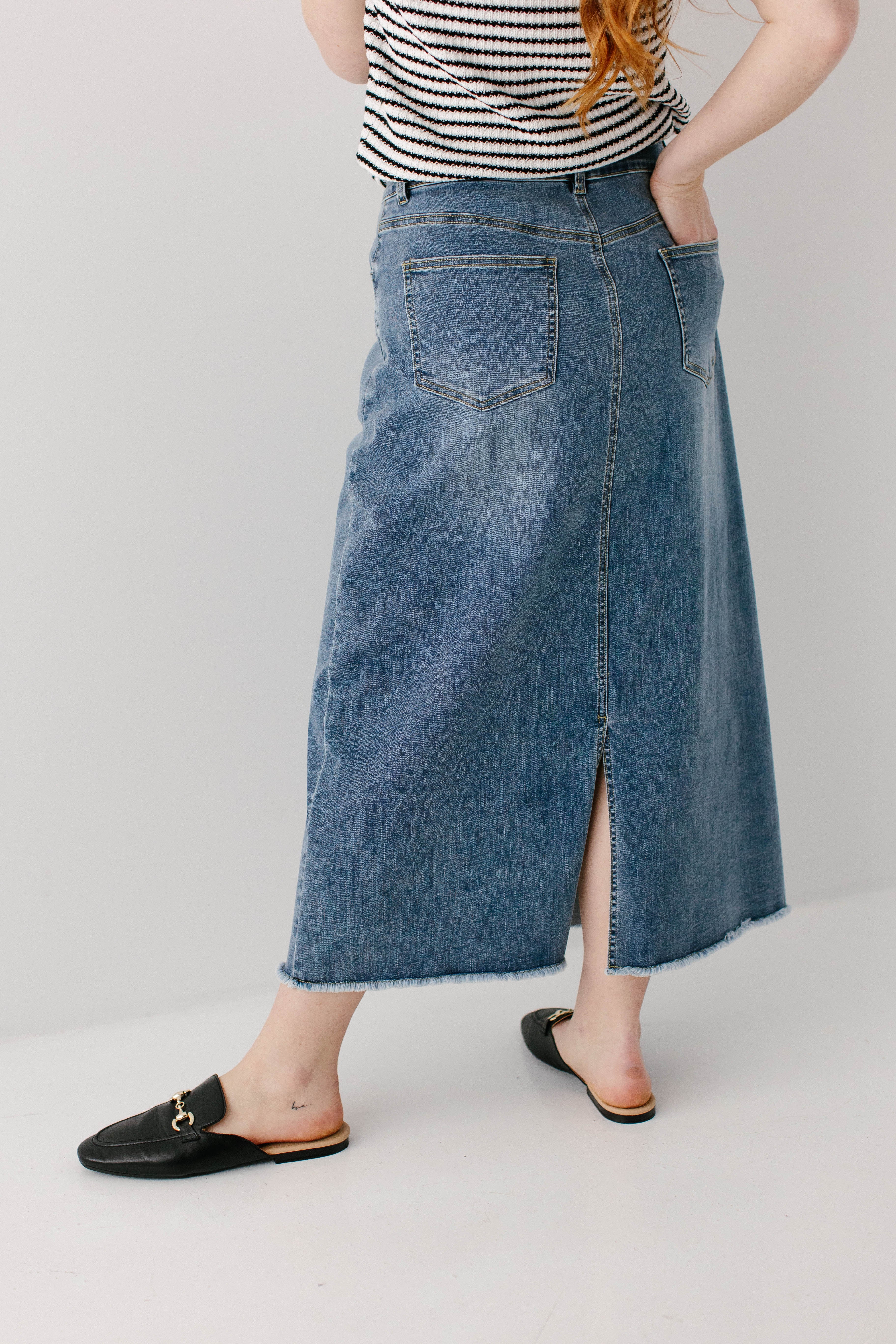 Laura Stretch Denim Midi Skirt - Image 5