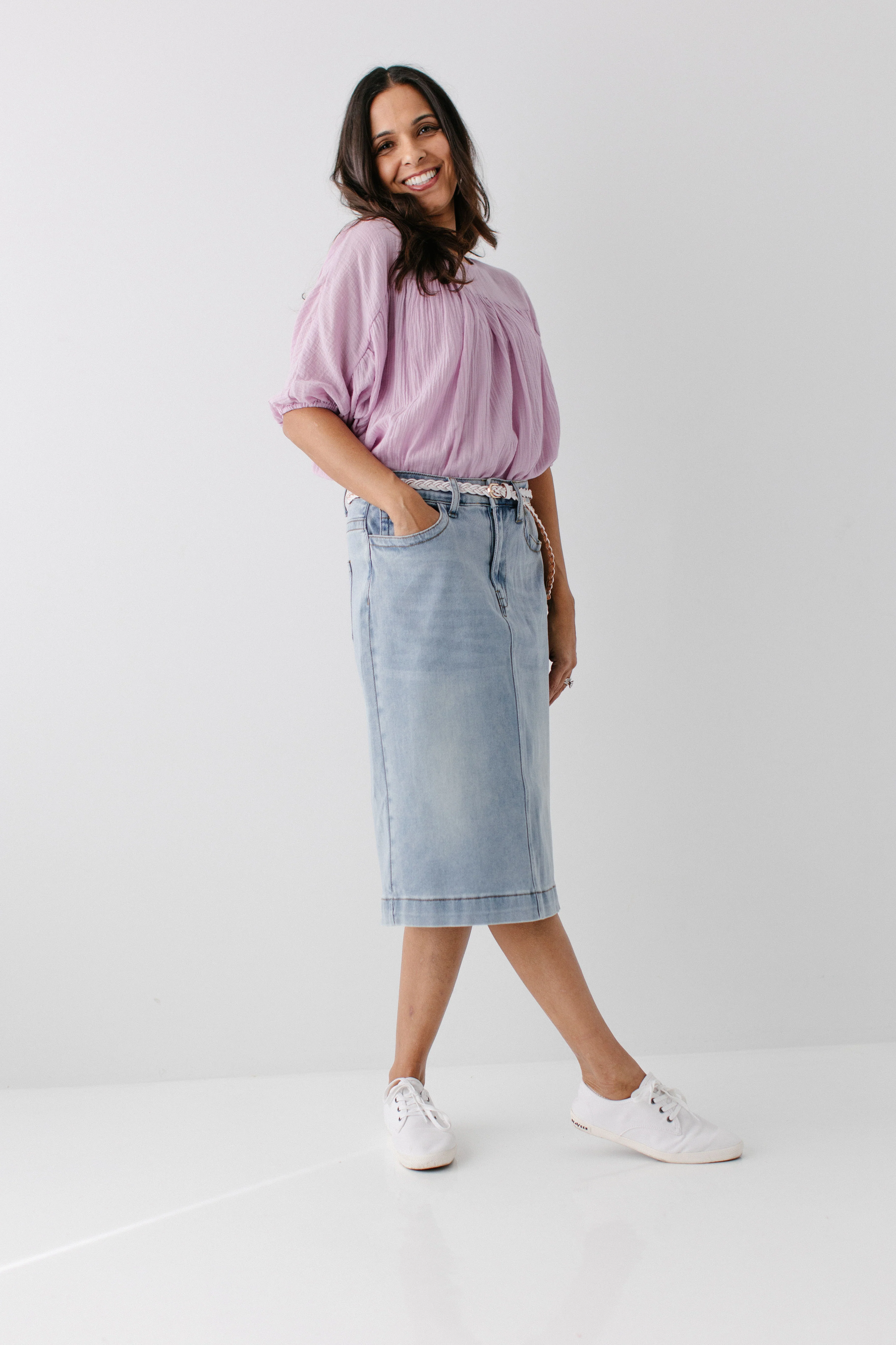 Leah Stretch Denim Skirt - Image 10