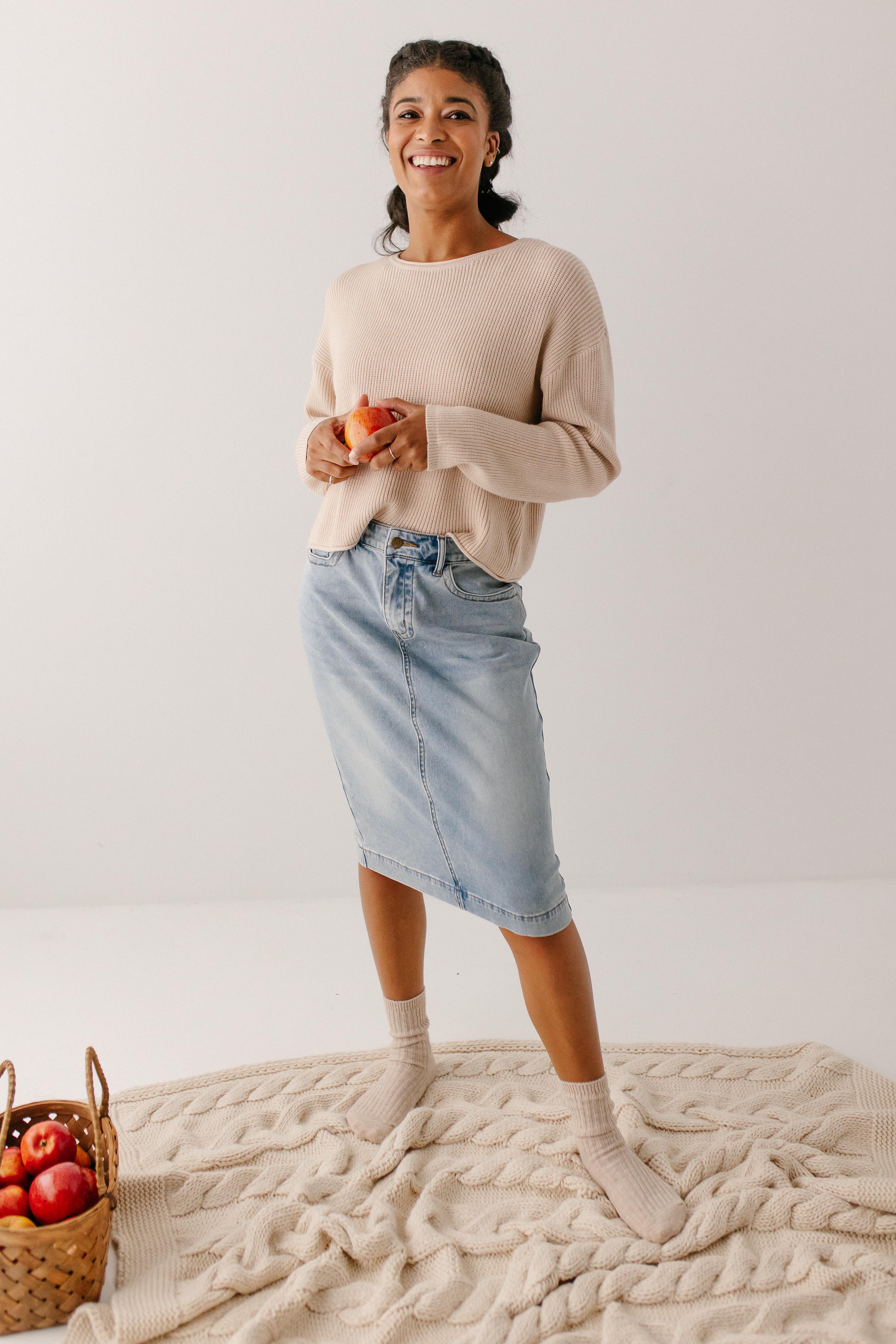 Leah Stretch Denim Skirt - Image 15