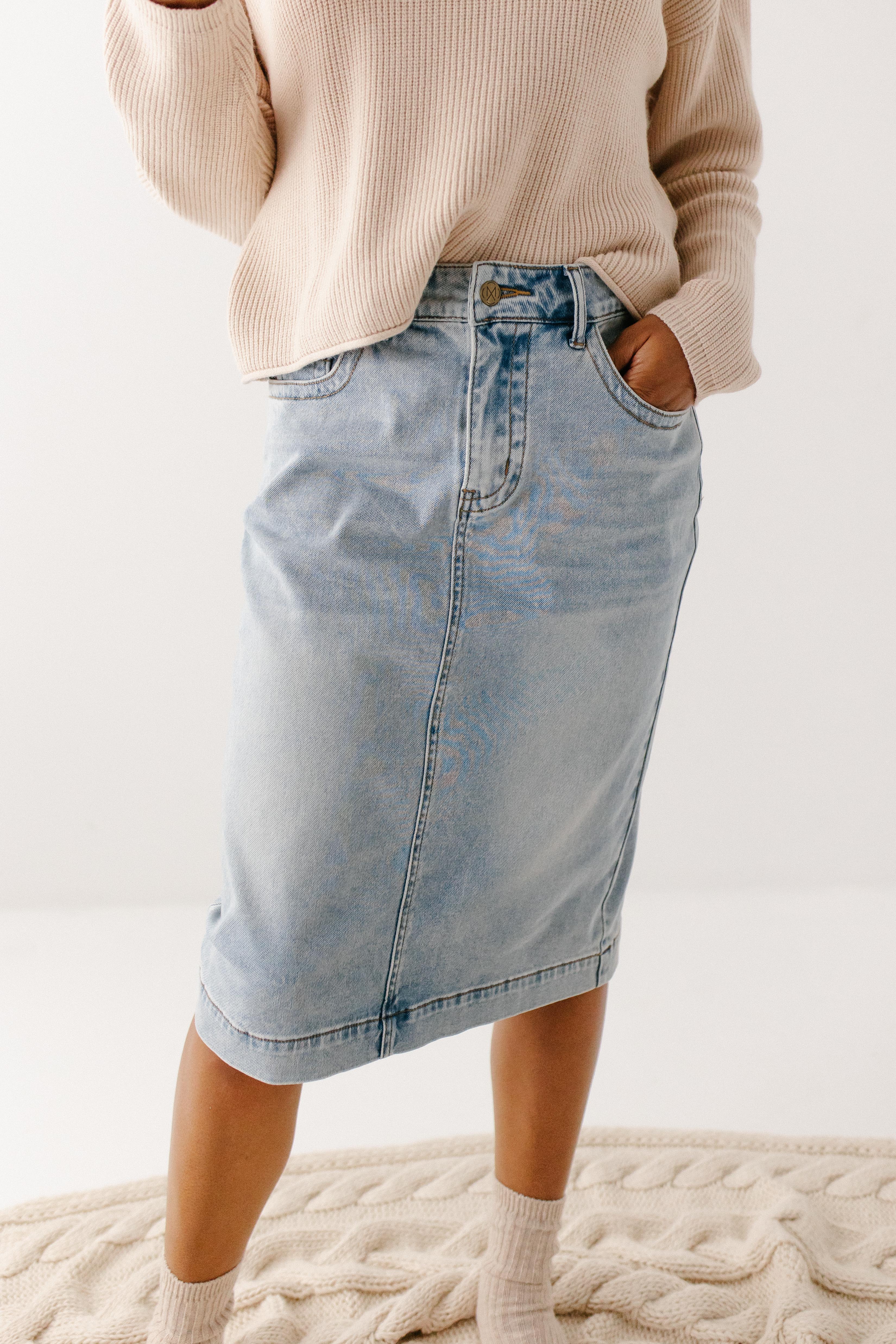 Leah Stretch Denim Skirt - Image 16