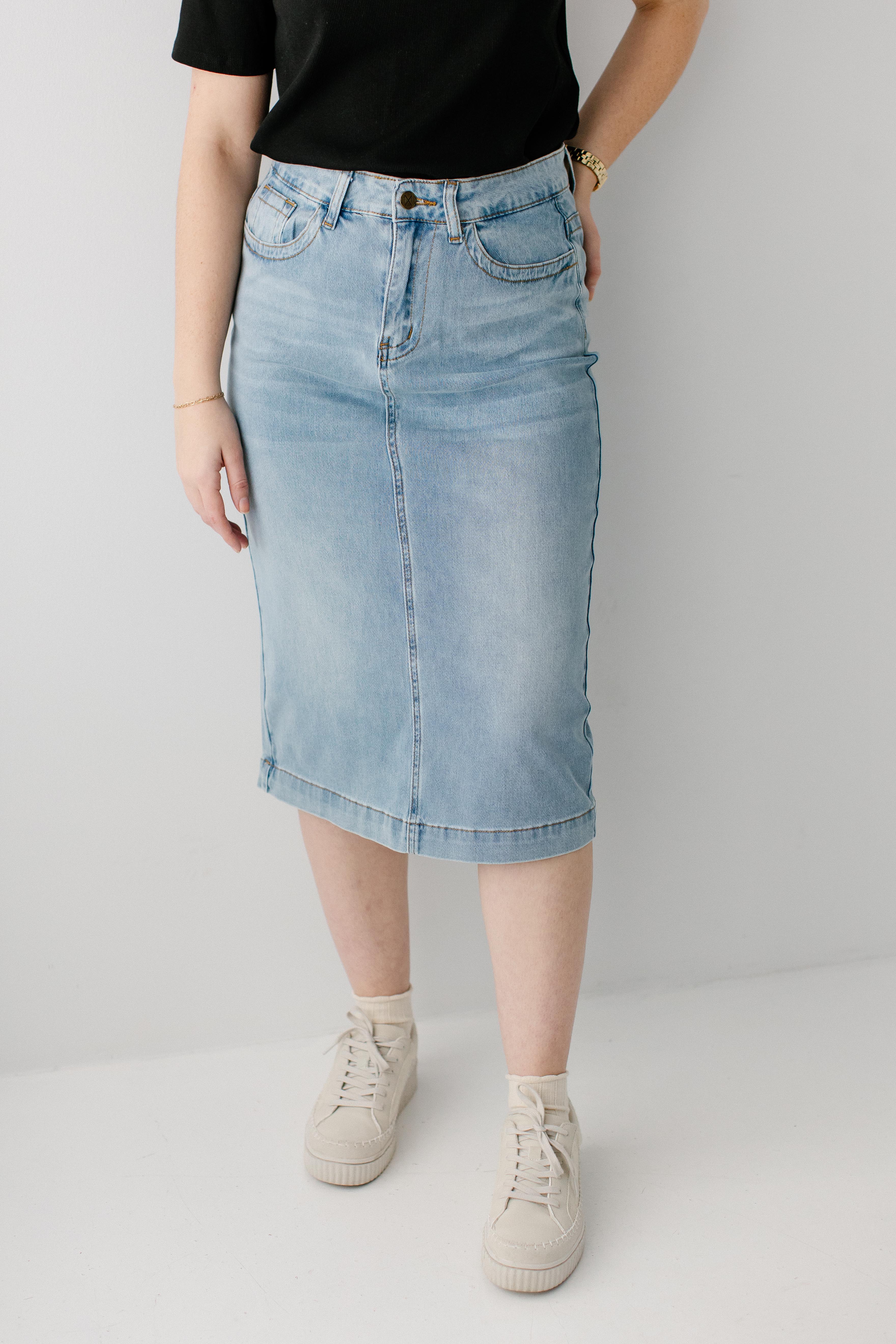 Leah Stretch Denim Skirt - Image 18