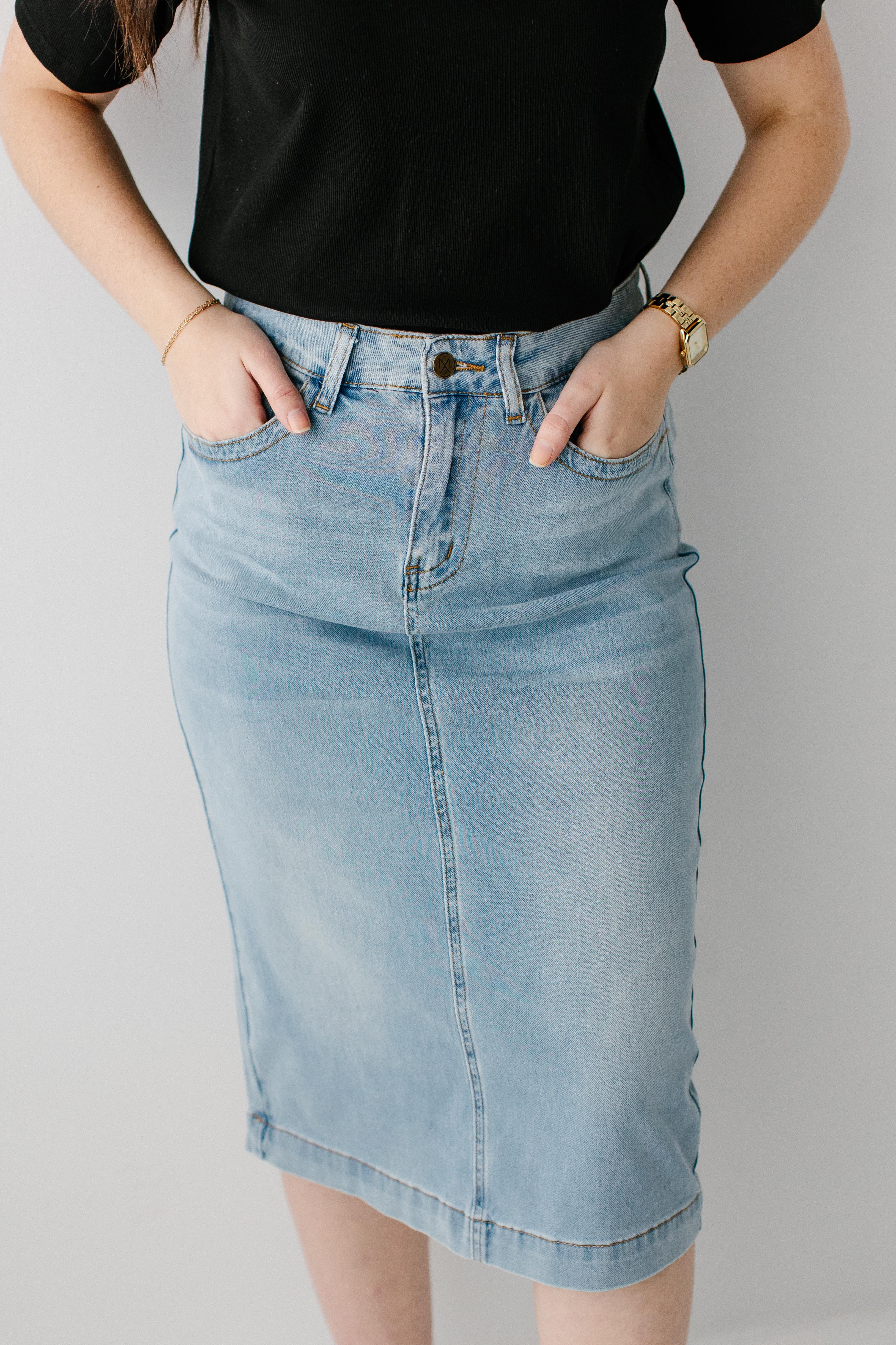 Leah Stretch Denim Skirt - Image 19