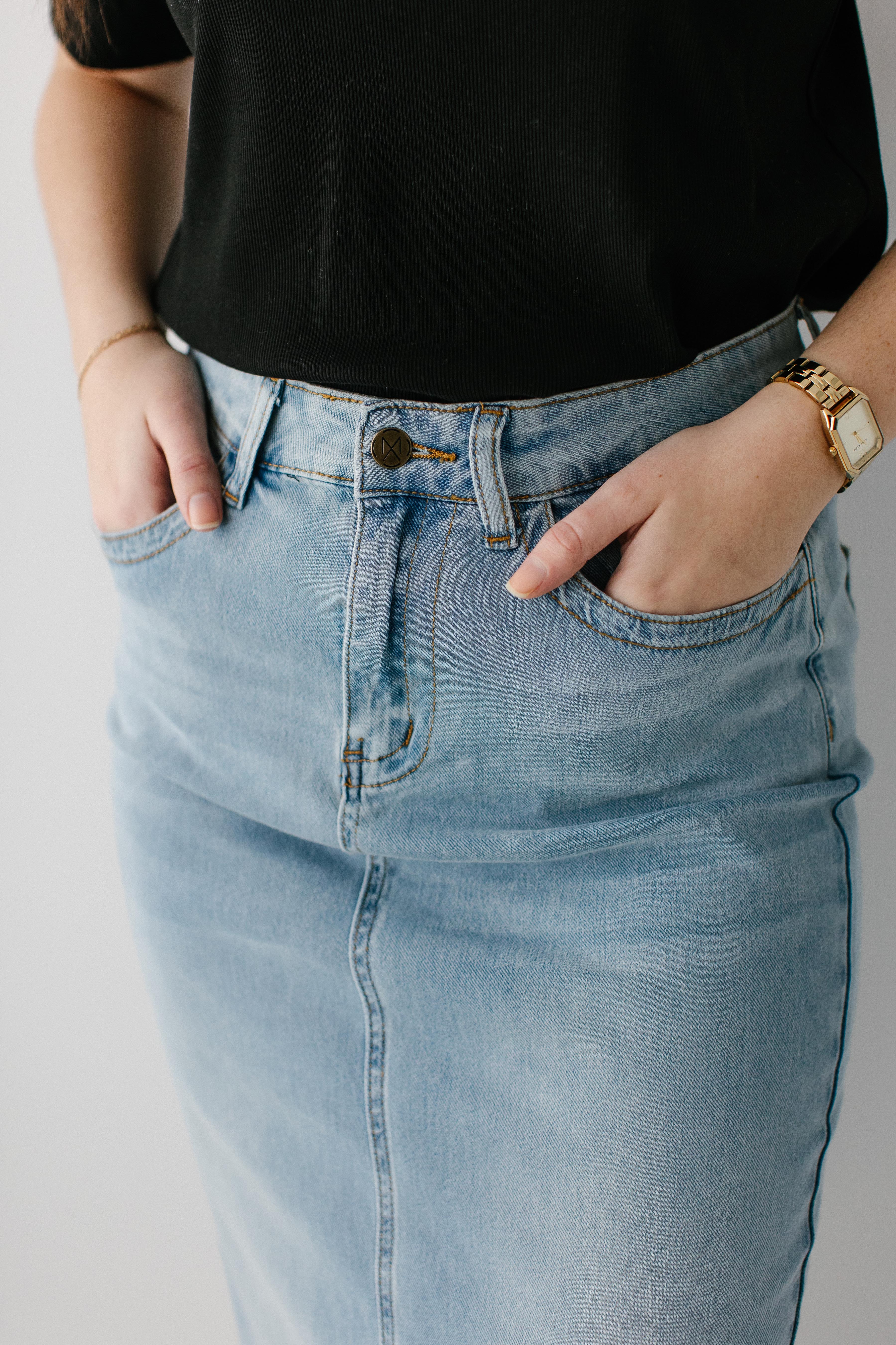 Leah Stretch Denim Skirt - Image 21