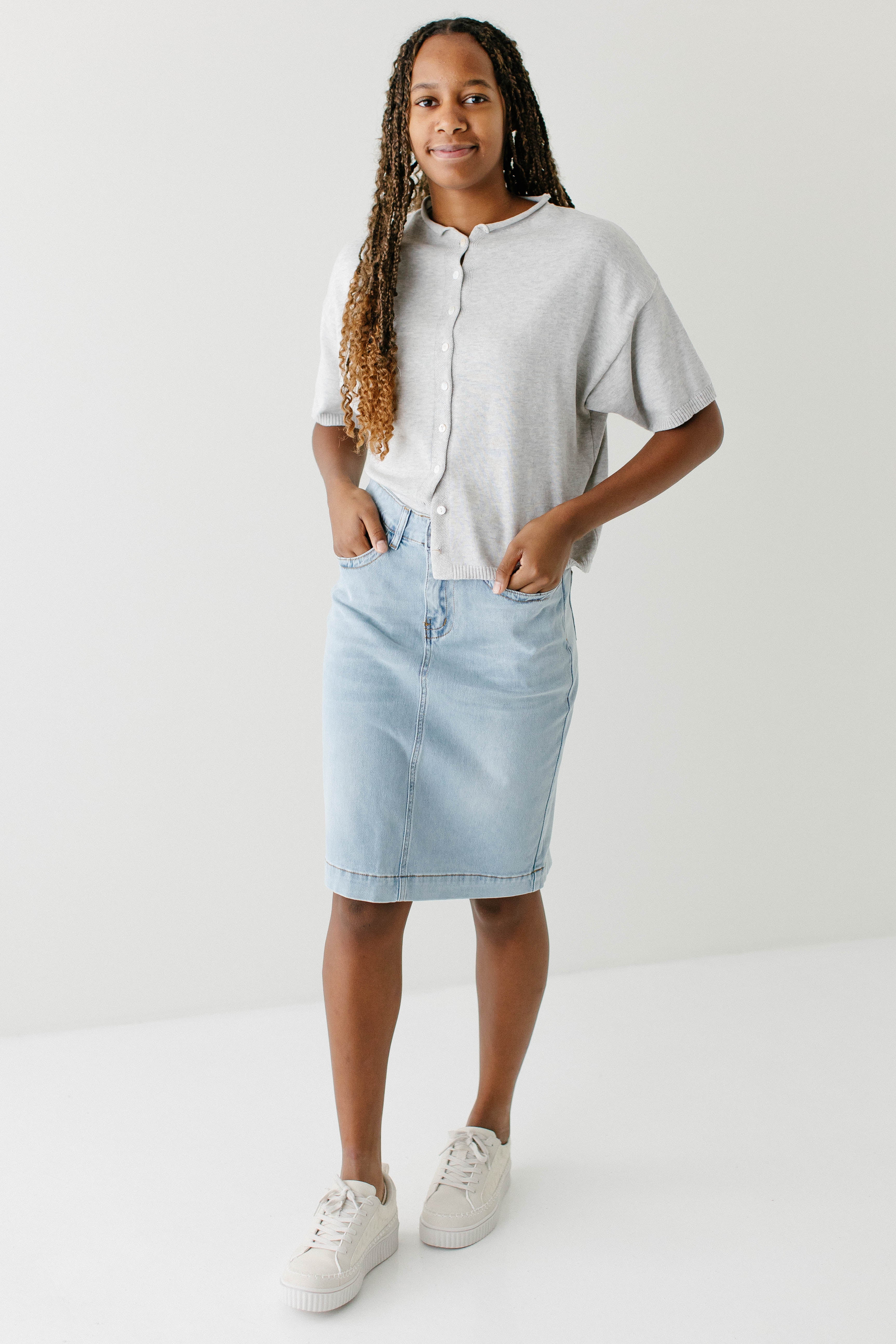 Leah Stretch Denim Skirt - Image 3