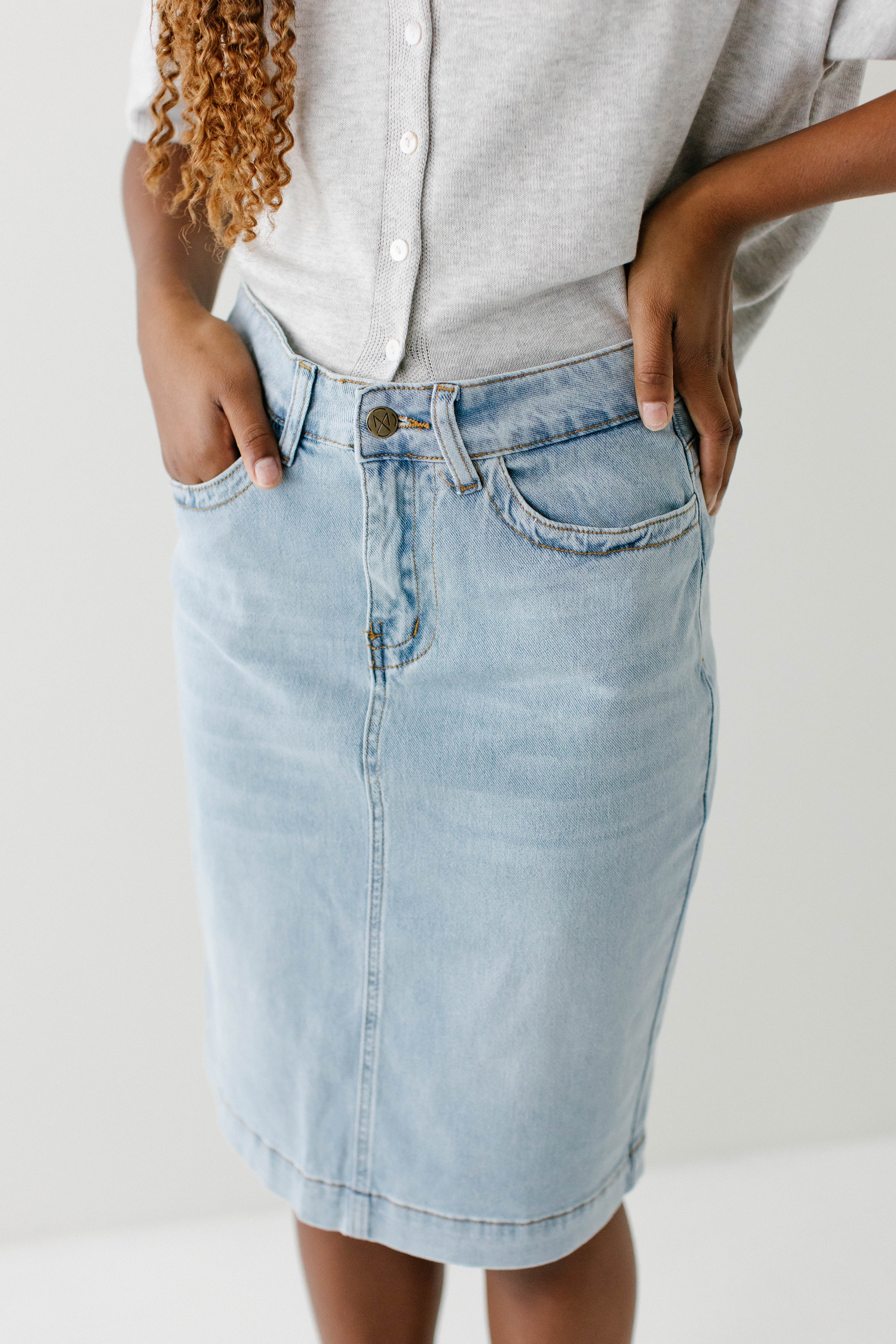 Leah Stretch Denim Skirt - Image 4
