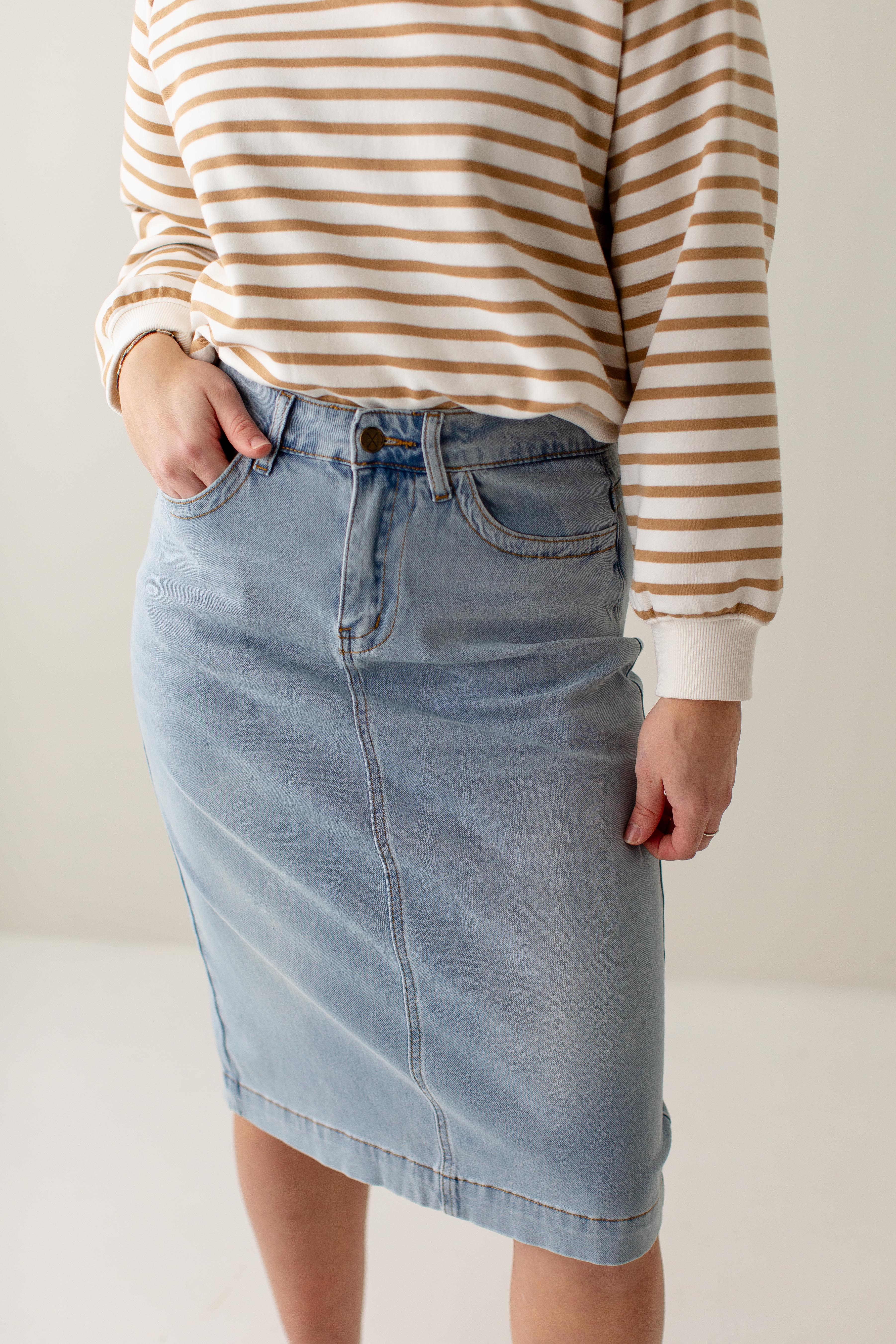 Leah Stretch Denim Skirt - Image 7