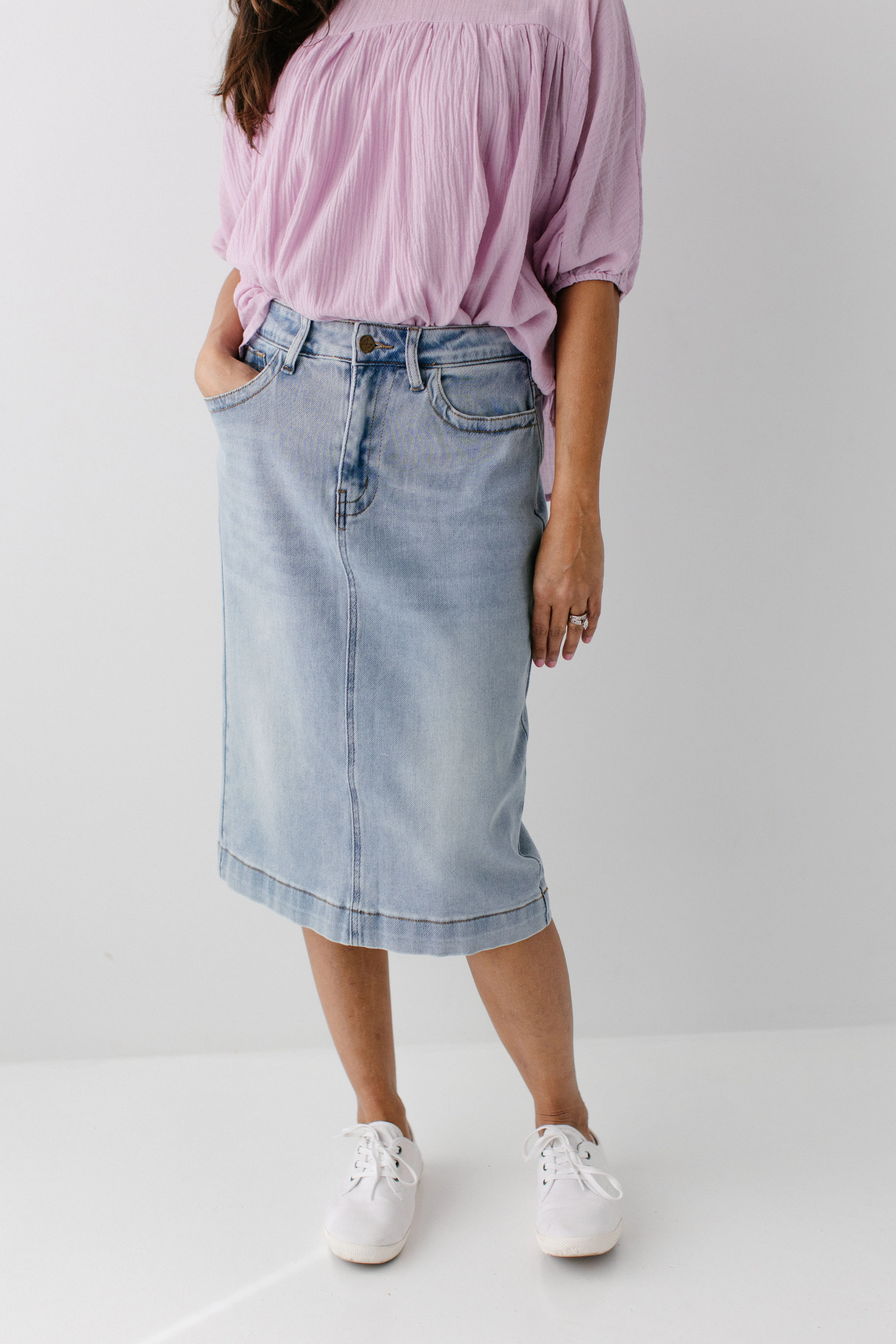 Leah Stretch Denim Skirt - Image 9