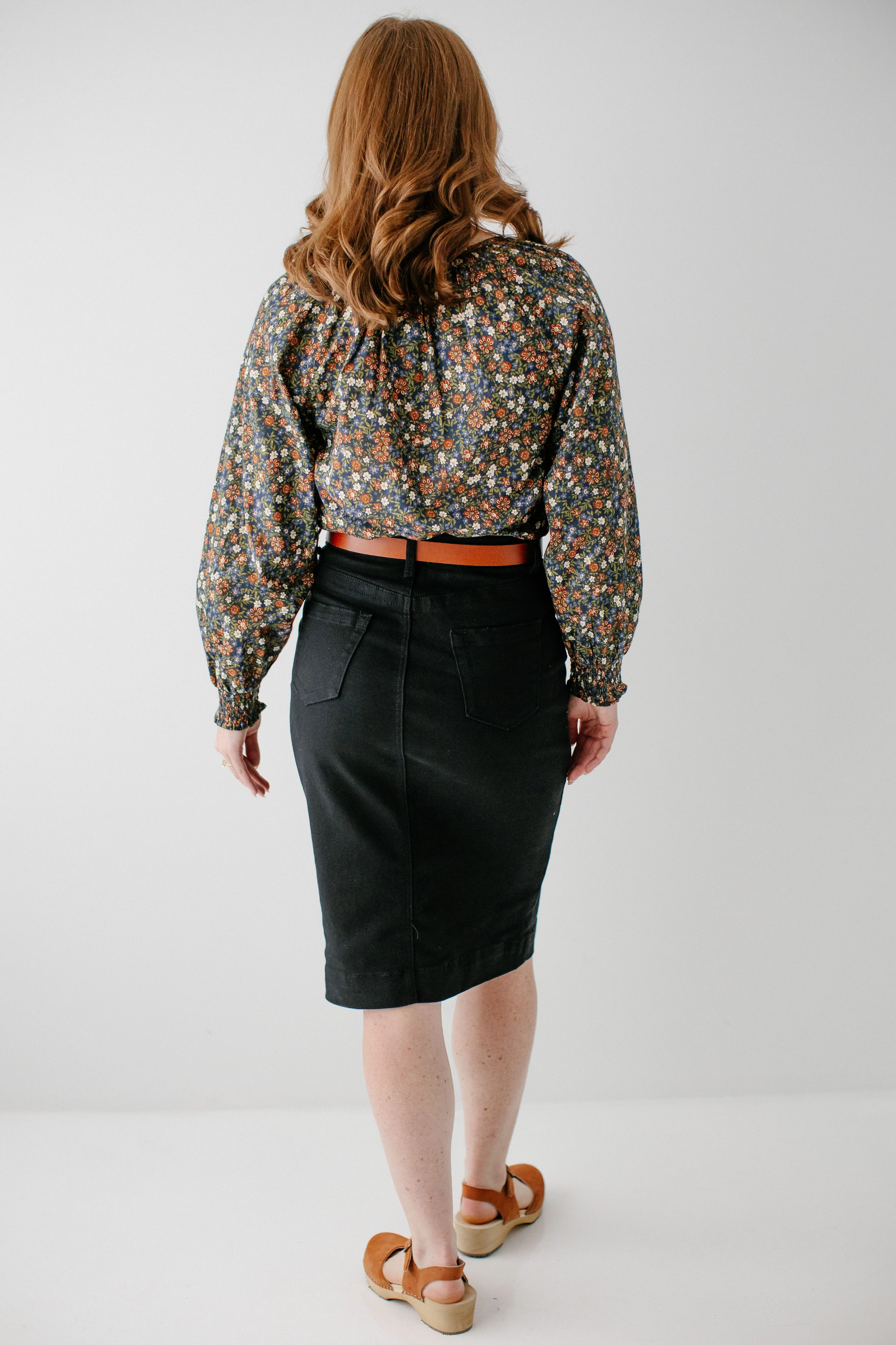 Leah Stretch Denim Skirt in Black FINAL SALE - Image 6
