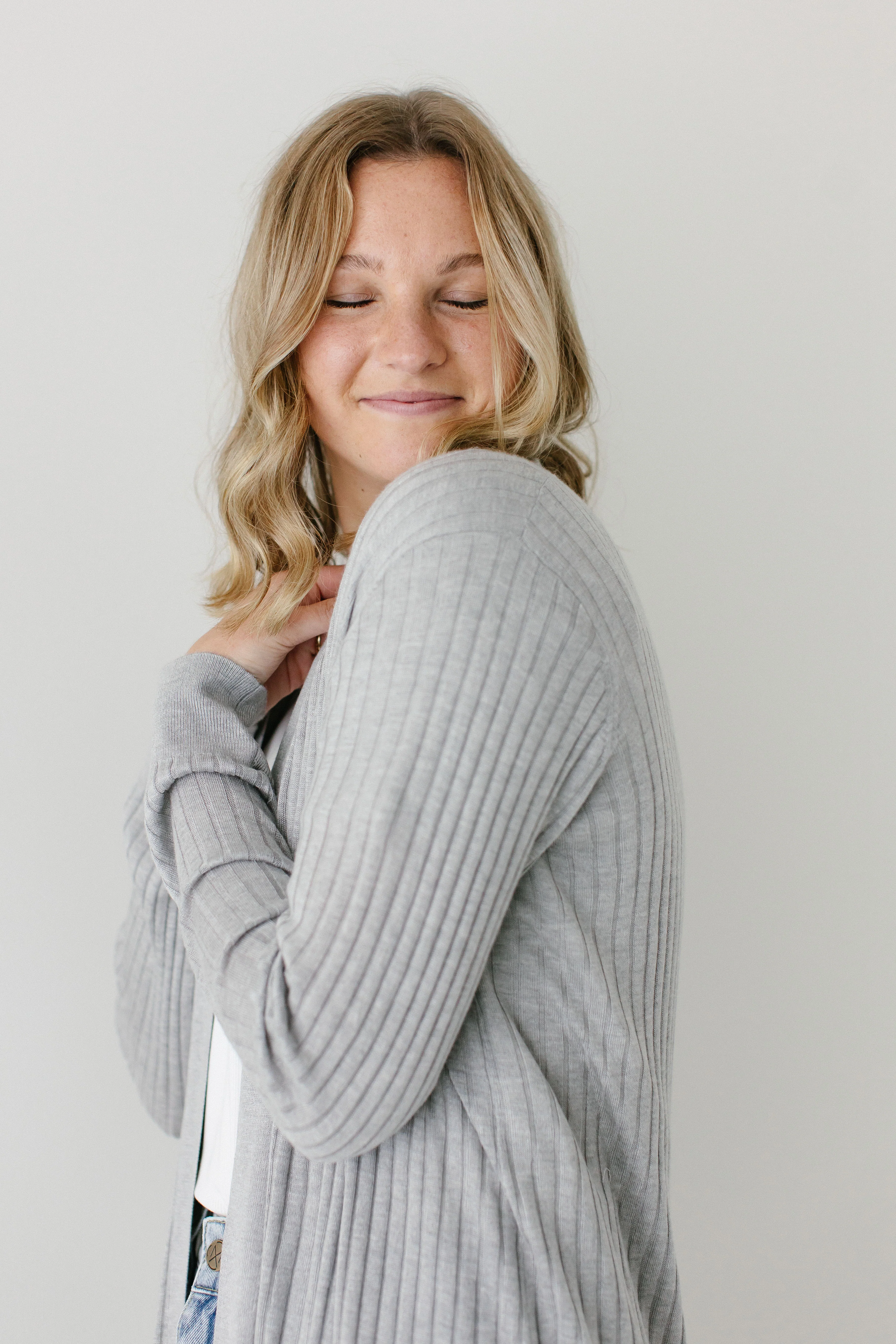Linda Open Front Ribbed Cardigan FINAL SALE - Image 8