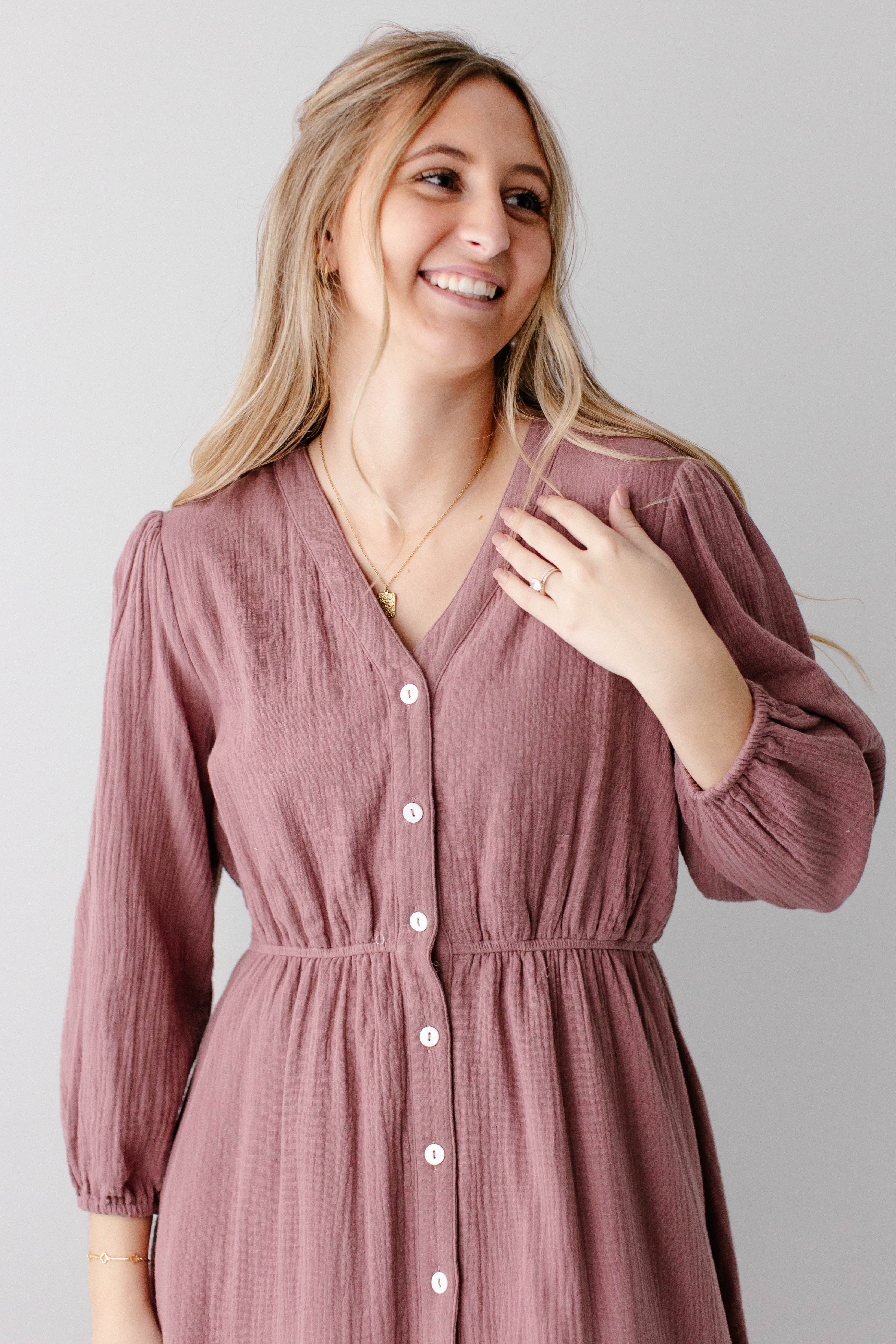 Louisa Button Down Tiered Cotton Gauze Midi Dress - Image 3