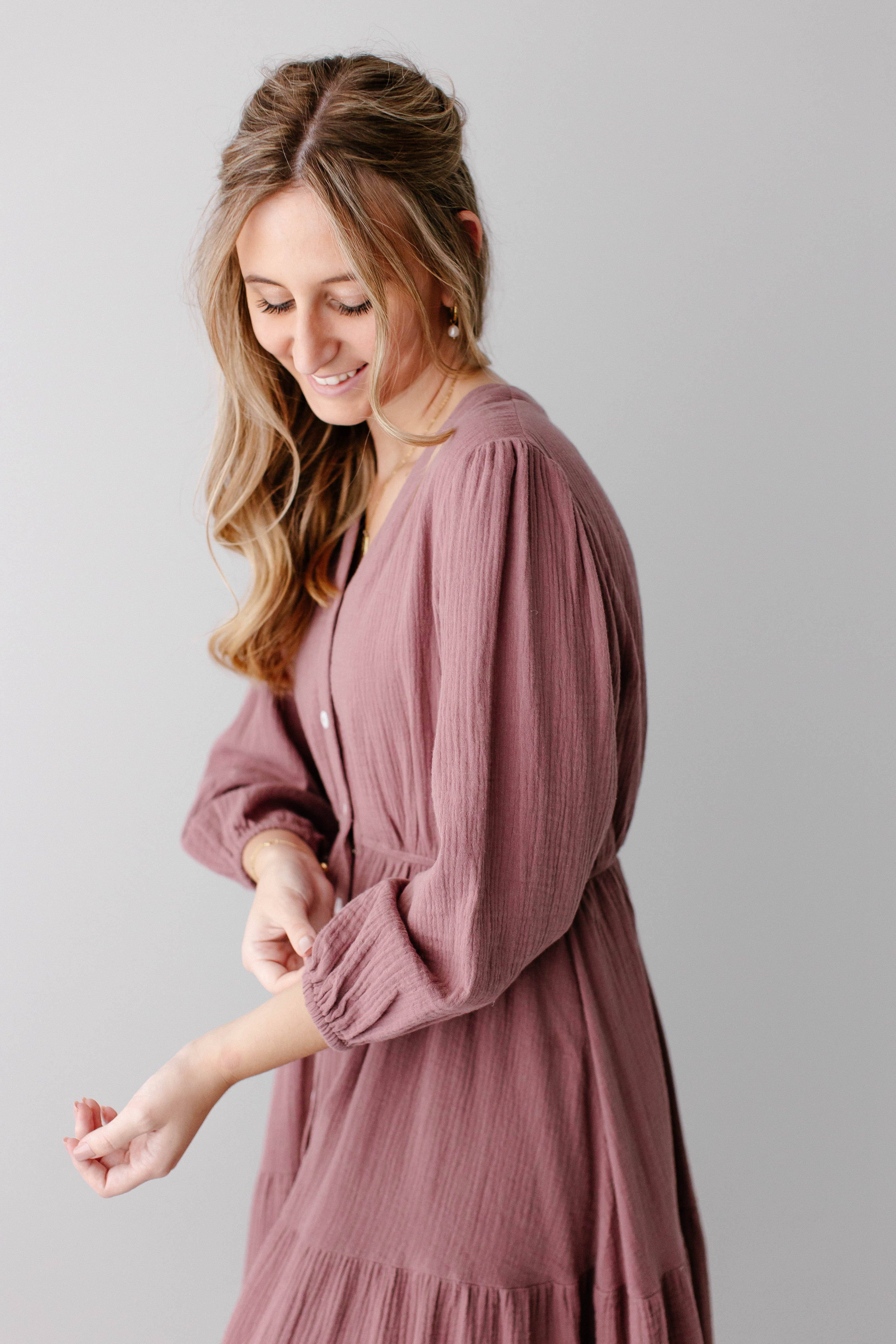 Louisa Button Down Tiered Cotton Gauze Midi Dress - Image 4